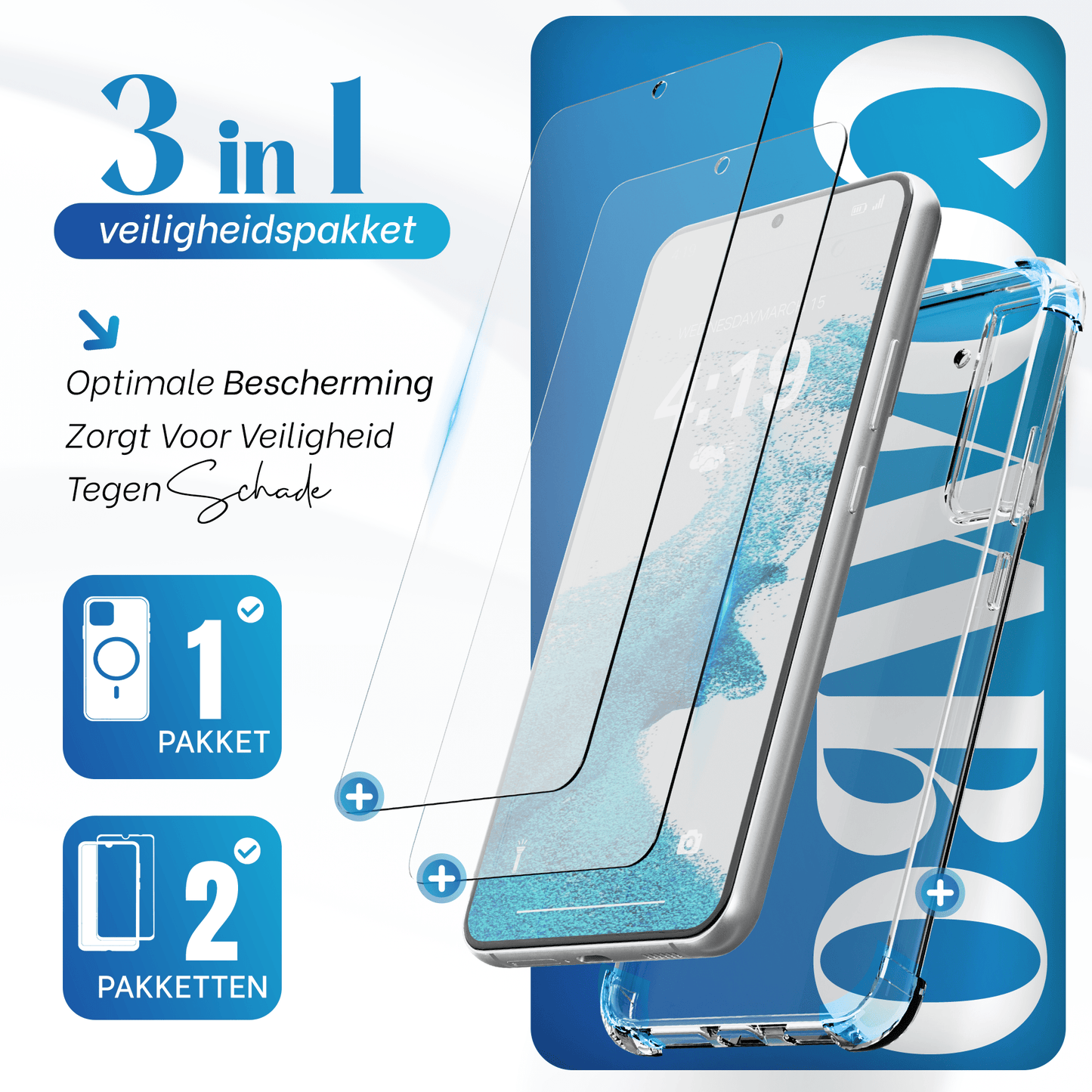 iTech Combo: 2 Screenprotectors & 1 Bumper Hoes voor Samsung Galaxy S22 – 3 - in - 1 Bescherming - mijnhoesjesiTech Combo: 2 Screenprotectors & 1 Bumper Hoes voor Samsung Galaxy S22 – 3 - in - 1 Bescherming