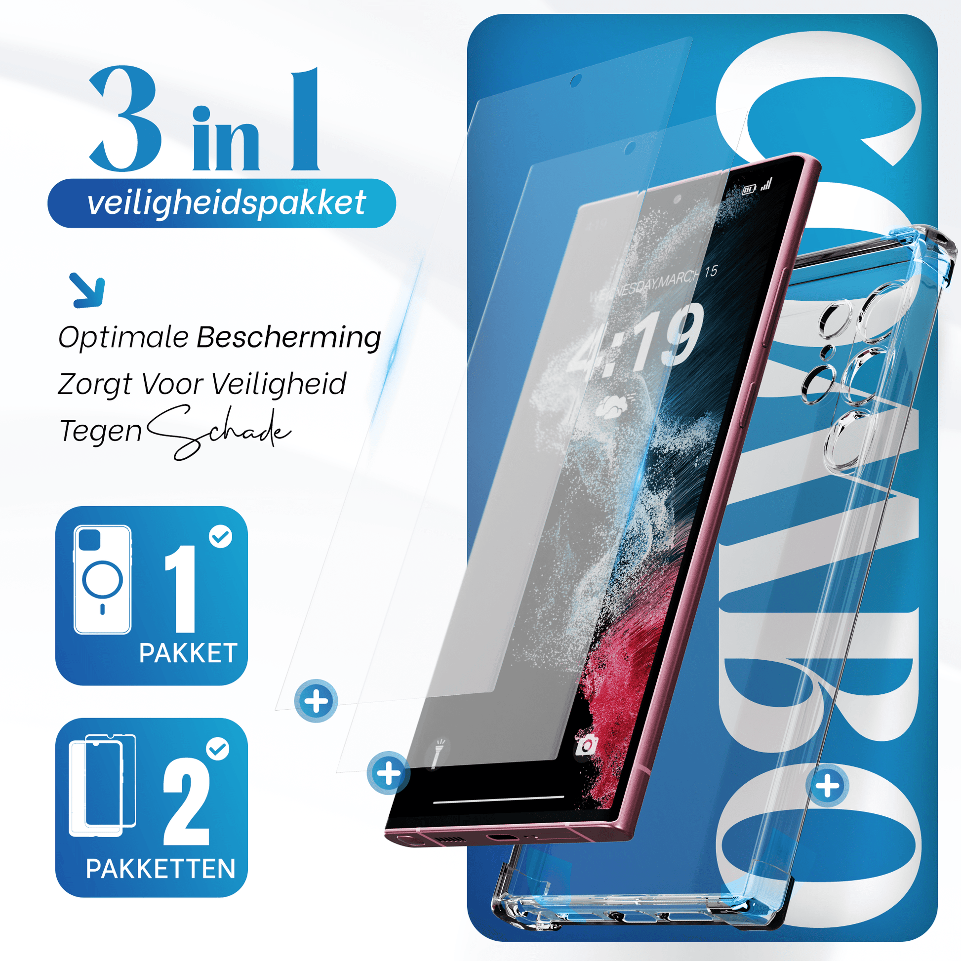 iTech Combo: 2 Screenprotectors & 1 Bumper Hoes voor Samsung Galaxy S22 Ultra – 3 - in - 1 Bescherming - mijnhoesjesiTech Combo: 2 Screenprotectors & 1 Bumper Hoes voor Samsung Galaxy S22 Ultra – 3 - in - 1 Bescherming