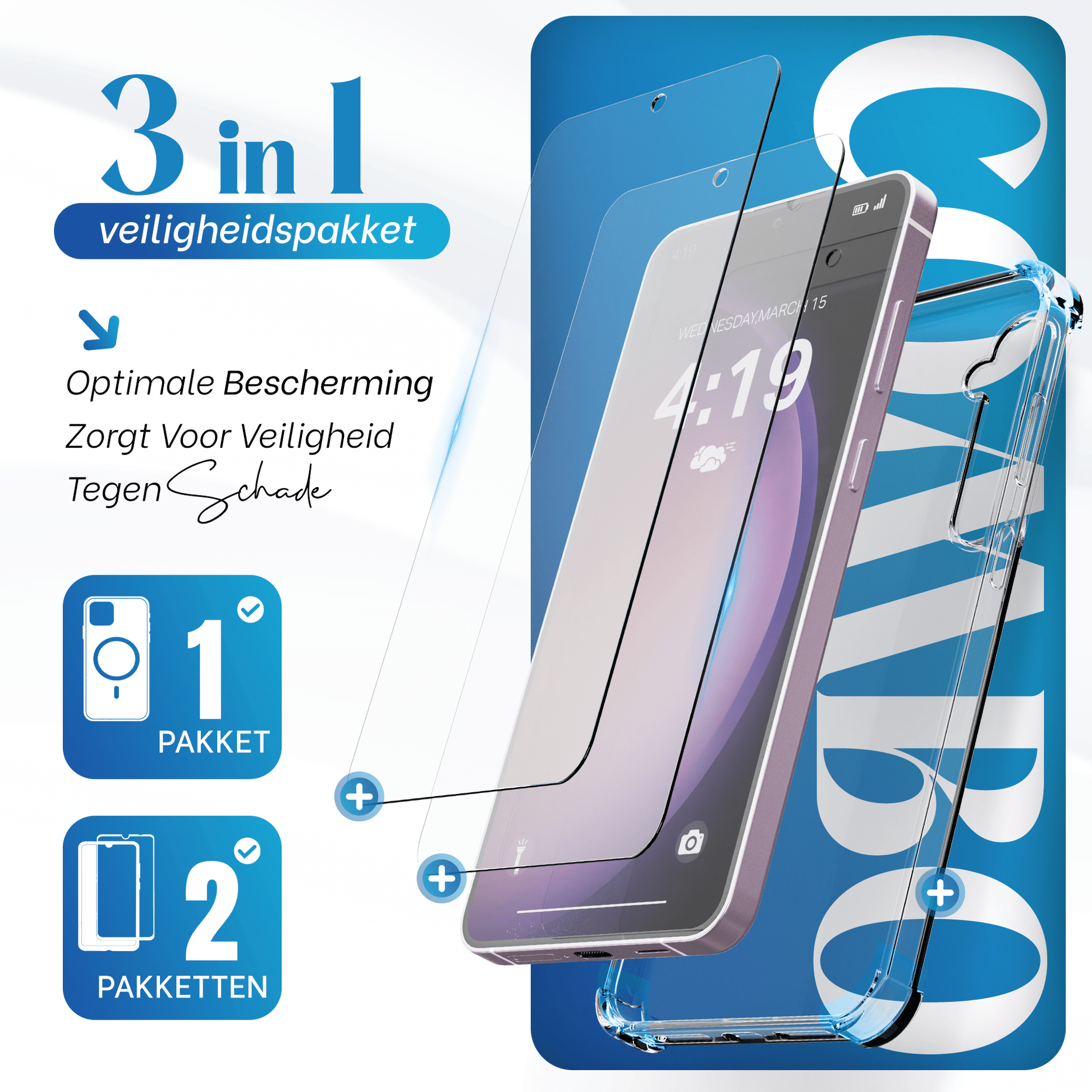 iTech Combo: 2 Screenprotectors & 1 Bumper Hoes voor Samsung Galaxy S23 – 3 - in - 1 Bescherming - mijnhoesjesiTech Combo: 2 Screenprotectors & 1 Bumper Hoes voor Samsung Galaxy S23 – 3 - in - 1 Bescherming