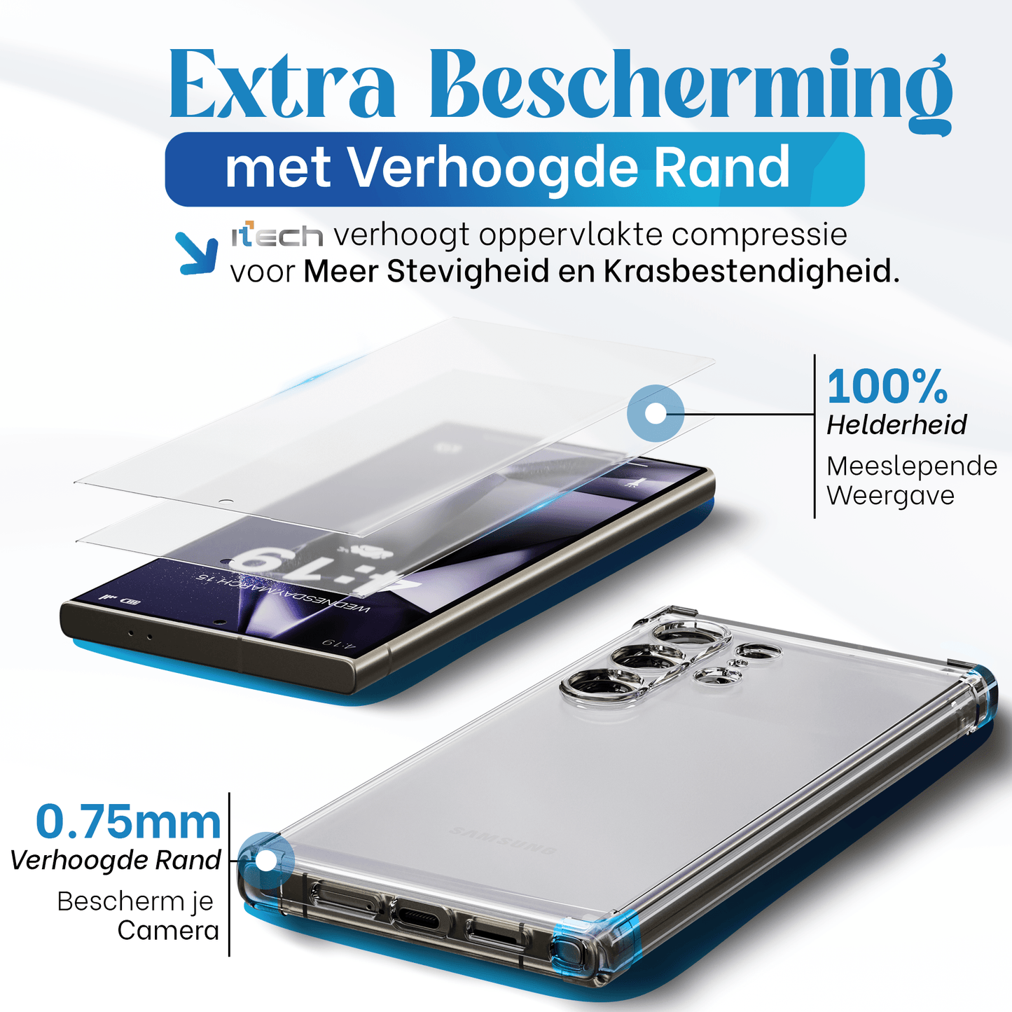 iTech Combo: 2 Screenprotectors & 1 Bumper Hoes voor Samsung Galaxy S24 Ultra – 3 - in - 1 Bescherming - mijnhoesjesiTech Combo: 2 Screenprotectors & 1 Bumper Hoes voor Samsung Galaxy S24 Ultra – 3 - in - 1 Bescherming