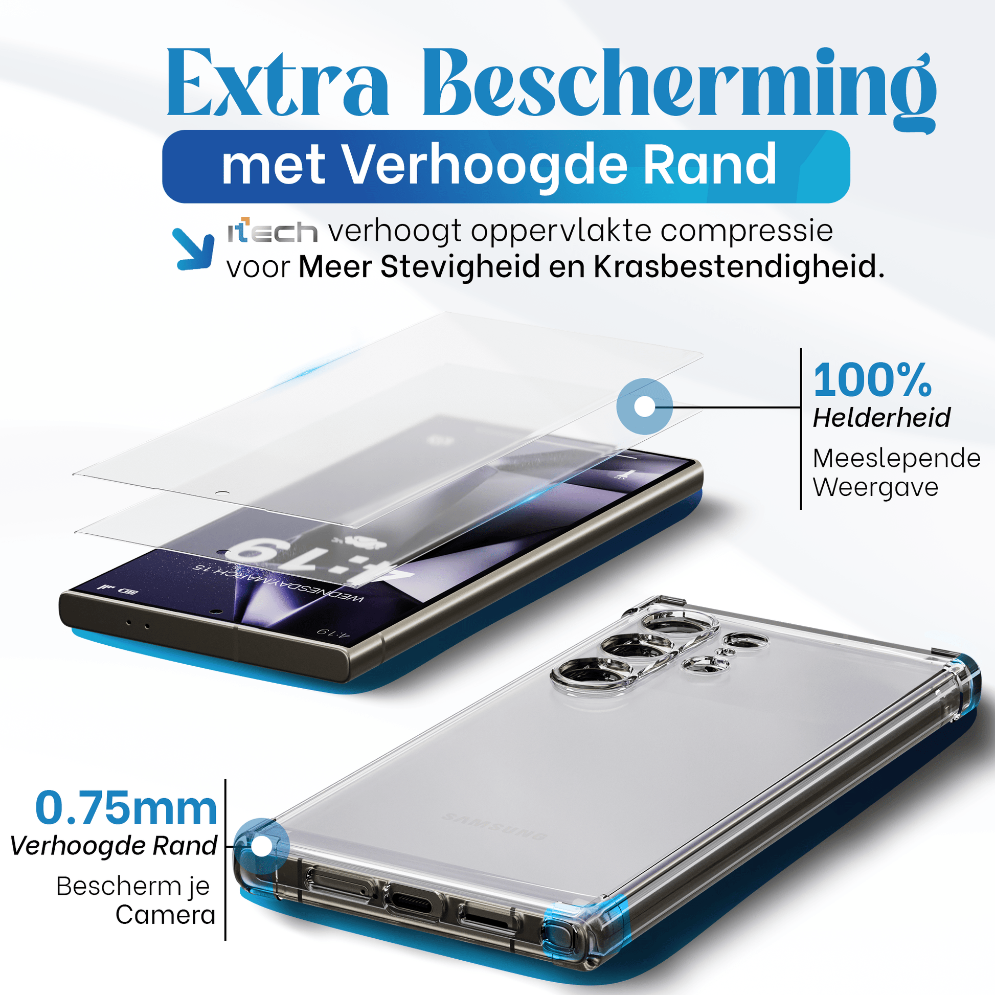 iTech Combo: 2 Screenprotectors & 1 Bumper Hoes voor Samsung Galaxy S24 Ultra – 3 - in - 1 Bescherming - mijnhoesjesiTech Combo: 2 Screenprotectors & 1 Bumper Hoes voor Samsung Galaxy S24 Ultra – 3 - in - 1 Bescherming