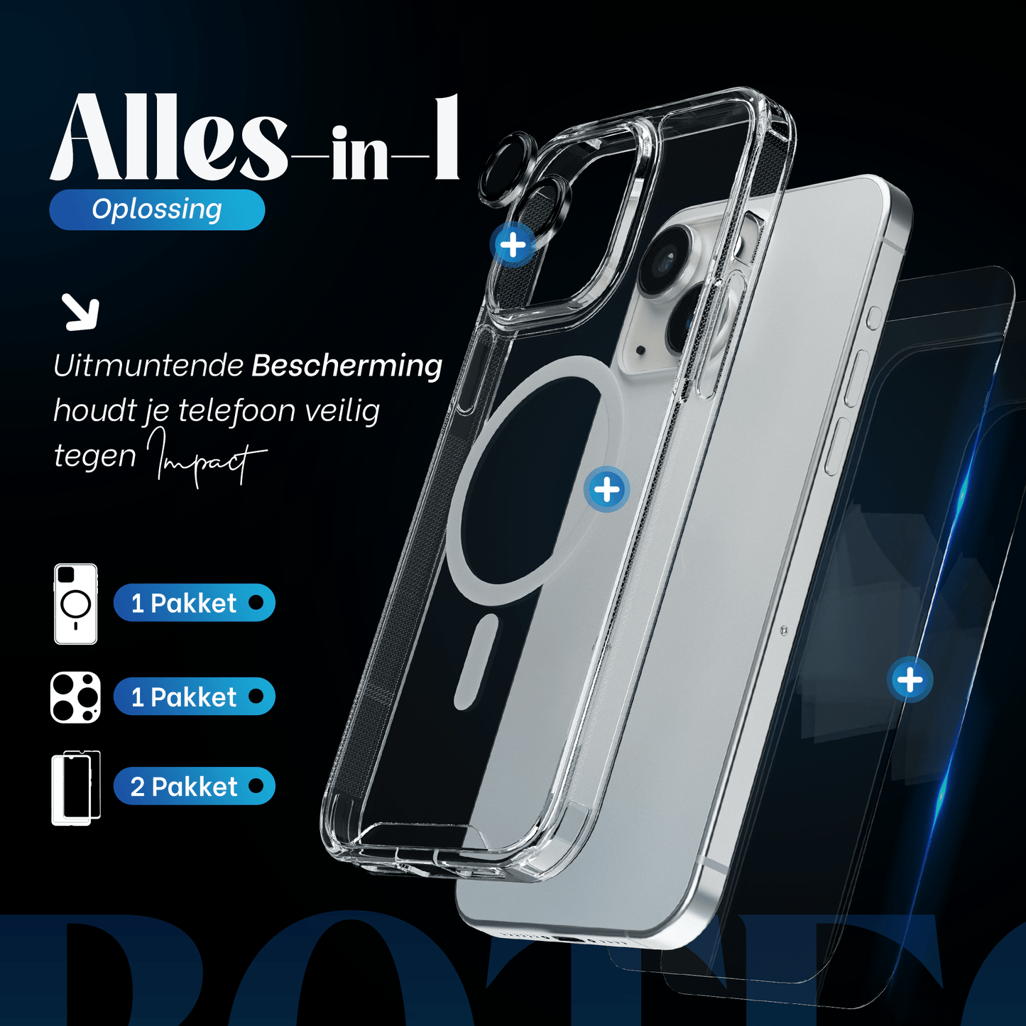 iTech COMBO voor iPhone 13 Mini – Complete 4 - in - 1 Bescherming - mijnhoesjesiTech COMBO voor iPhone 13 Mini – Complete 4 - in - 1 Bescherming