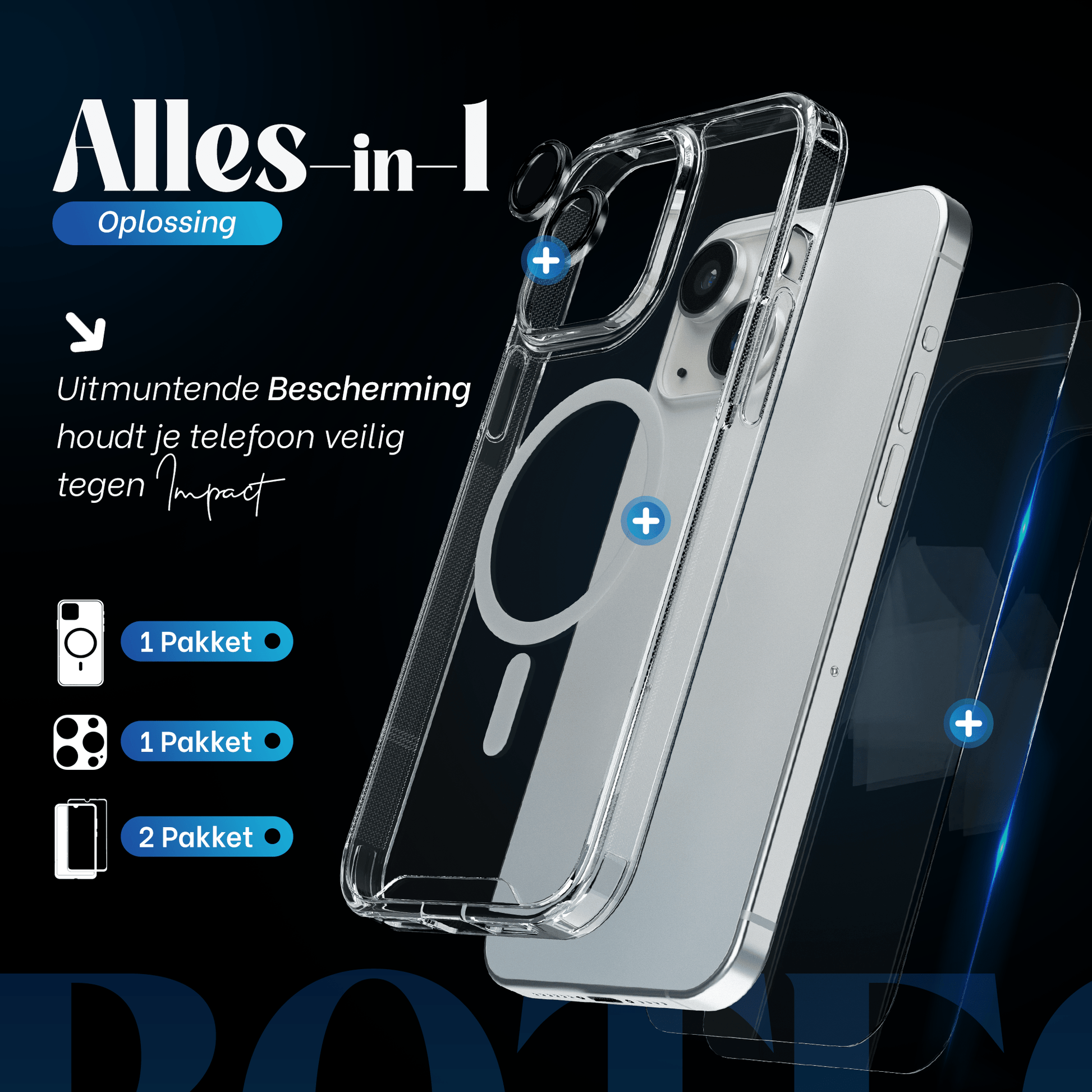 iTech COMBO voor iPhone 13 Mini – Complete 4 - in - 1 Bescherming - mijnhoesjesiTech COMBO voor iPhone 13 Mini – Complete 4 - in - 1 Bescherming