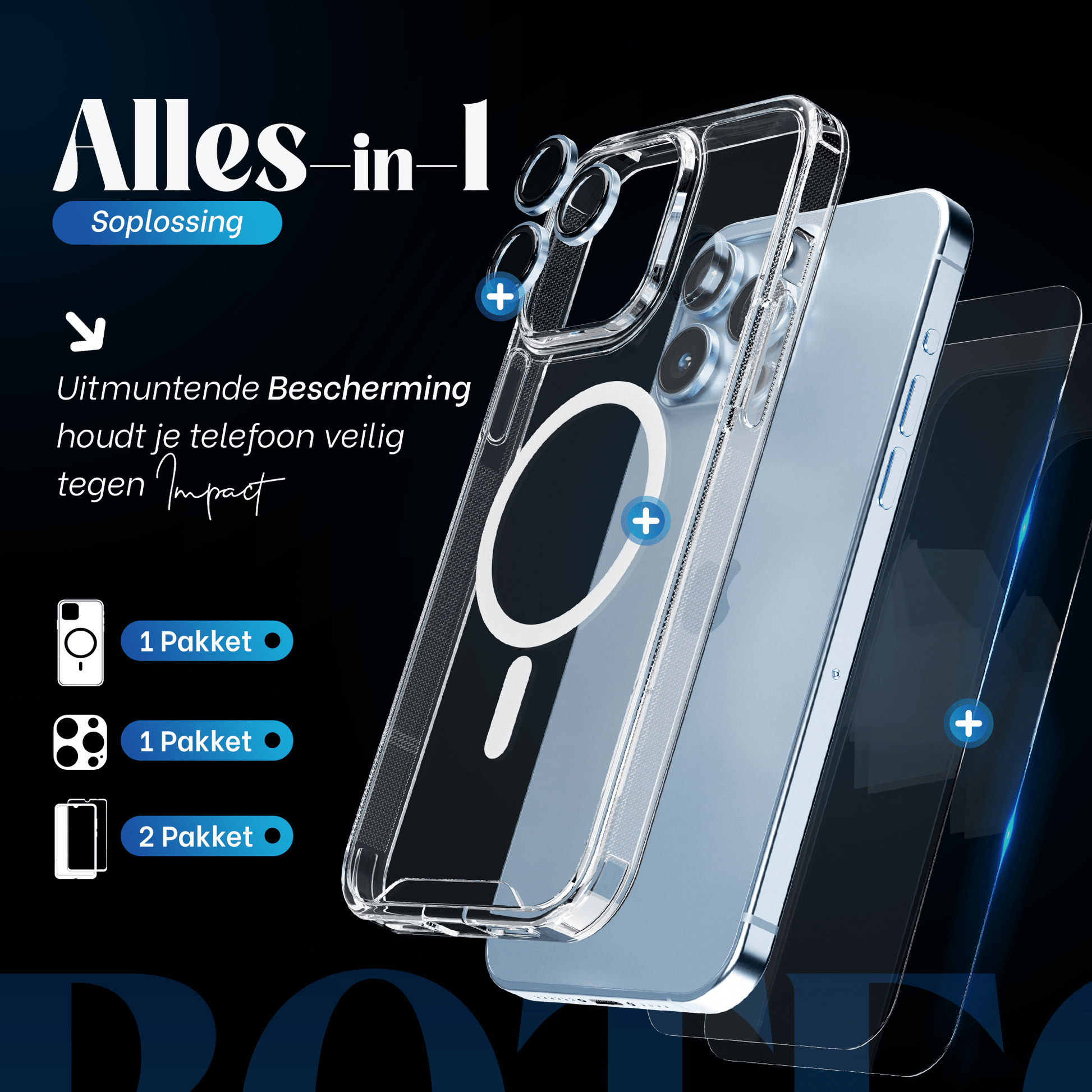 iTech COMBO voor iPhone 13 Pro – Complete 4 - in - 1 Bescherming - mijnhoesjesiTech COMBO voor iPhone 13 Pro – Complete 4 - in - 1 Bescherming