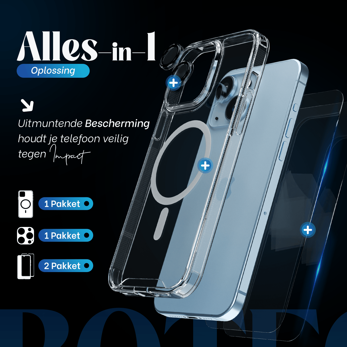 iTech COMBO voor iPhone 14 – Complete 4 - in - 1 Bescherming - mijnhoesjesiTech COMBO voor iPhone 14 – Complete 4 - in - 1 Bescherming