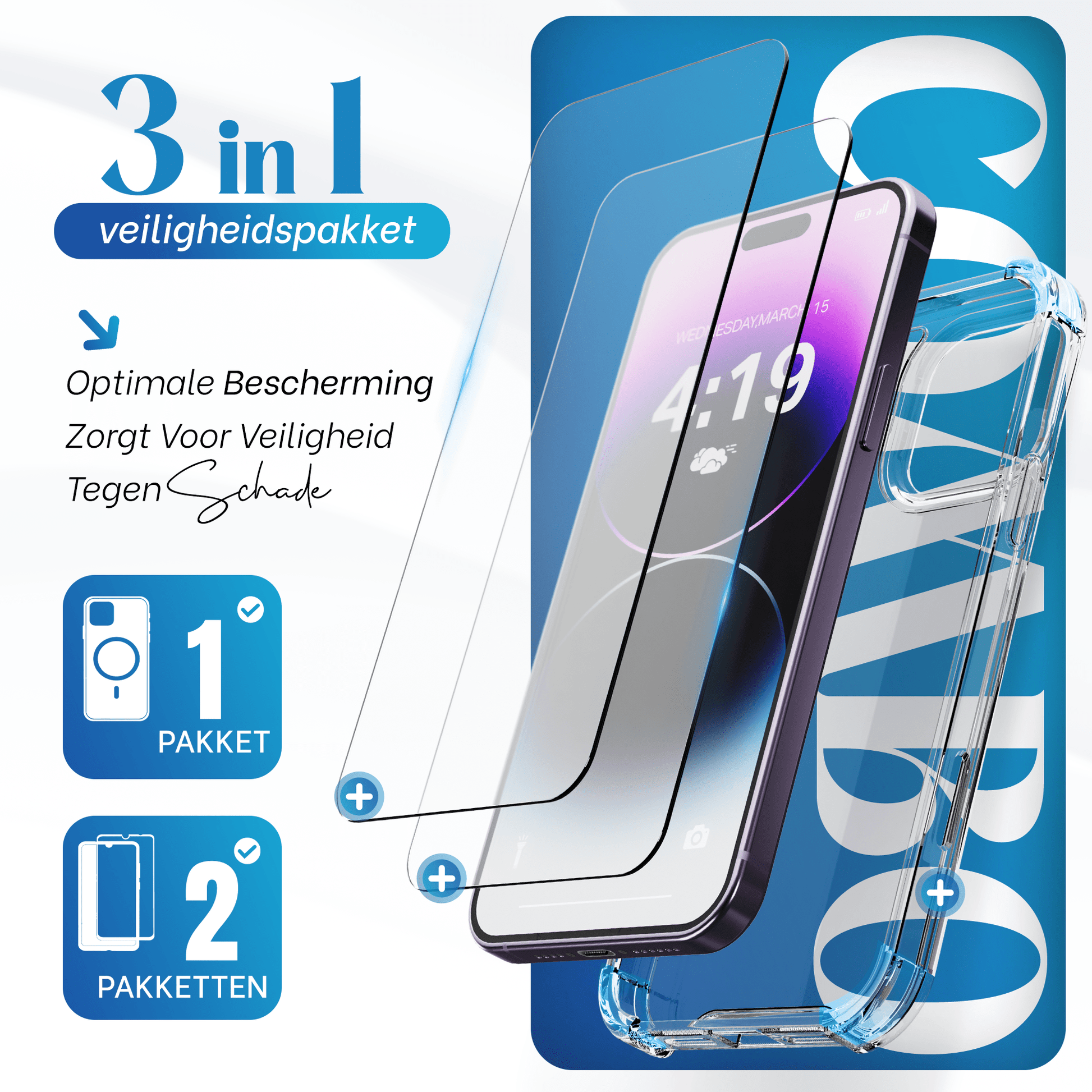 iTech COMBO voor iPhone 14 Pro – Complete 3 - in - 1 Bescherming - mijnhoesjesiTech COMBO voor iPhone 14 Pro – Complete 3 - in - 1 Bescherming