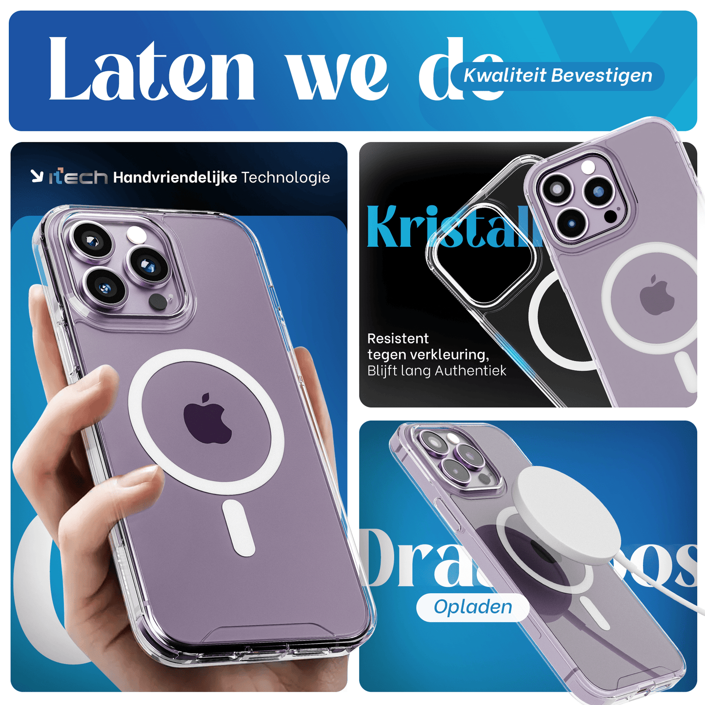 iTech COMBO voor iPhone 14 Pro – Complete 4 - in - 1 Bescherming - mijnhoesjesiTech COMBO voor iPhone 14 Pro – Complete 4 - in - 1 Bescherming