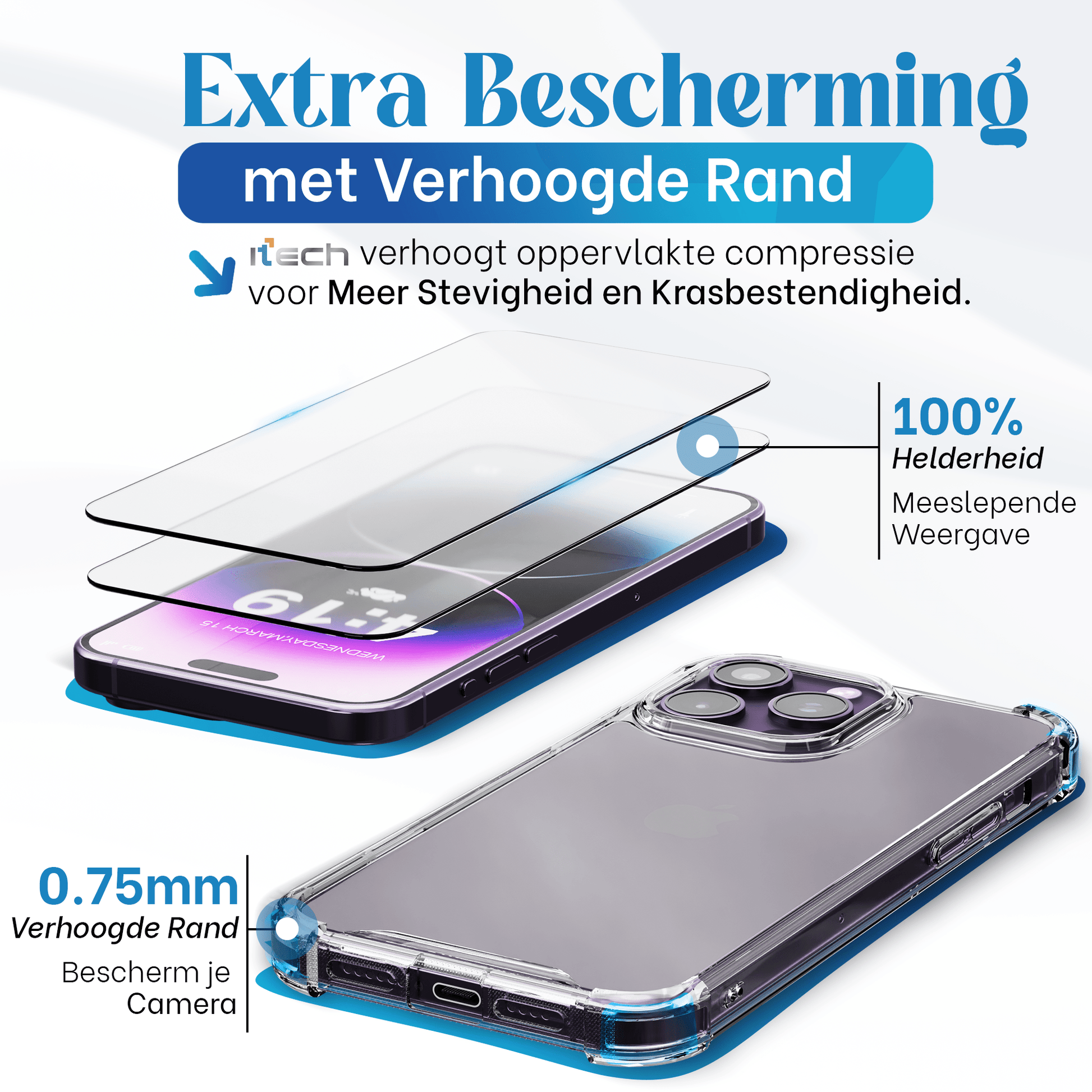iTech COMBO voor iPhone 14 Pro Max – Complete 3 - in - 1 Bescherming - mijnhoesjesiTech COMBO voor iPhone 14 Pro Max – Complete 3 - in - 1 Bescherming