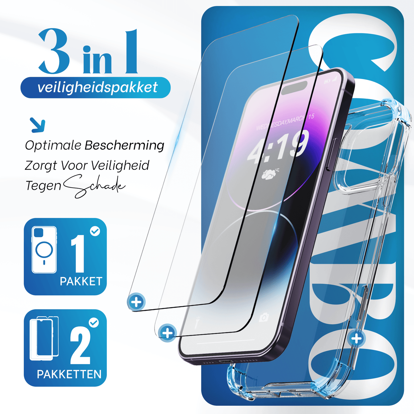 iTech COMBO voor iPhone 14 Pro Max – Complete 3 - in - 1 Bescherming - mijnhoesjesiTech COMBO voor iPhone 14 Pro Max – Complete 3 - in - 1 Bescherming