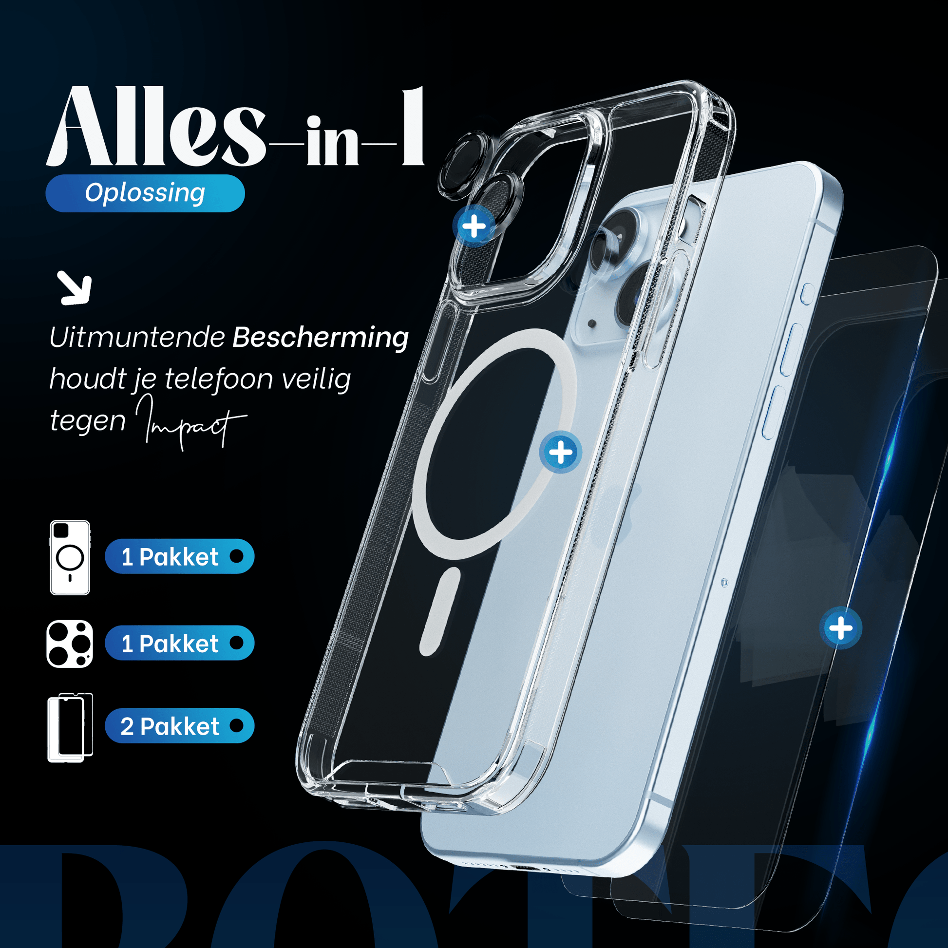 iTech COMBO voor iPhone 15 – Complete 4 - in - 1 Bescherming - mijnhoesjesiTech COMBO voor iPhone 15 – Complete 4 - in - 1 Bescherming