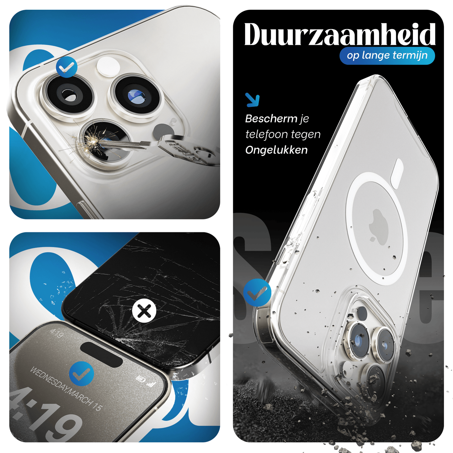 iTech COMBO voor iPhone 15 Pro – Complete 4 - in - 1 Bescherming - mijnhoesjesiTech COMBO voor iPhone 15 Pro – Complete 4 - in - 1 Bescherming