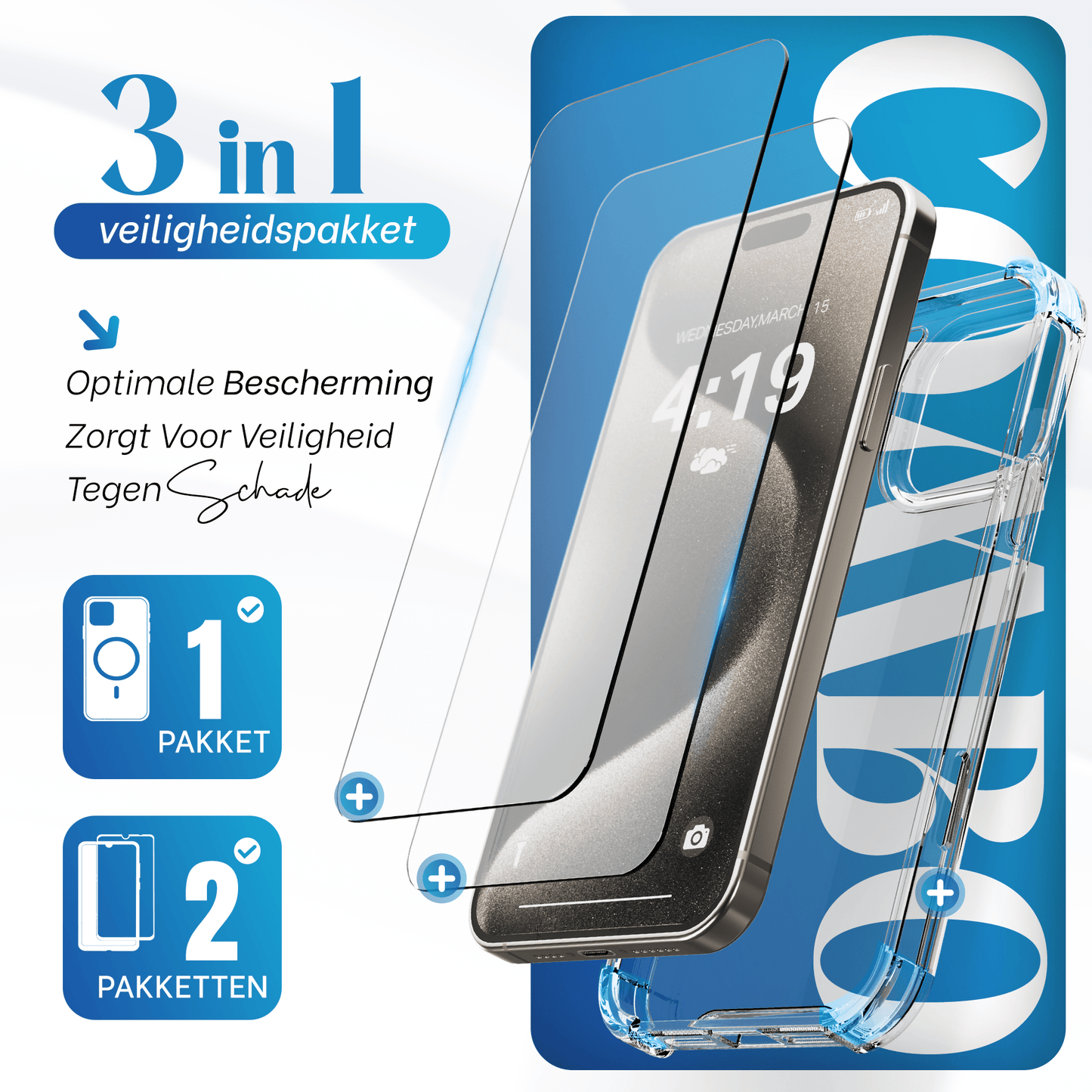 iTech COMBO voor iPhone 15 Pro Max – Complete 3 - in - 1 Bescherming - mijnhoesjesiTech COMBO voor iPhone 15 Pro Max – Complete 3 - in - 1 Bescherming