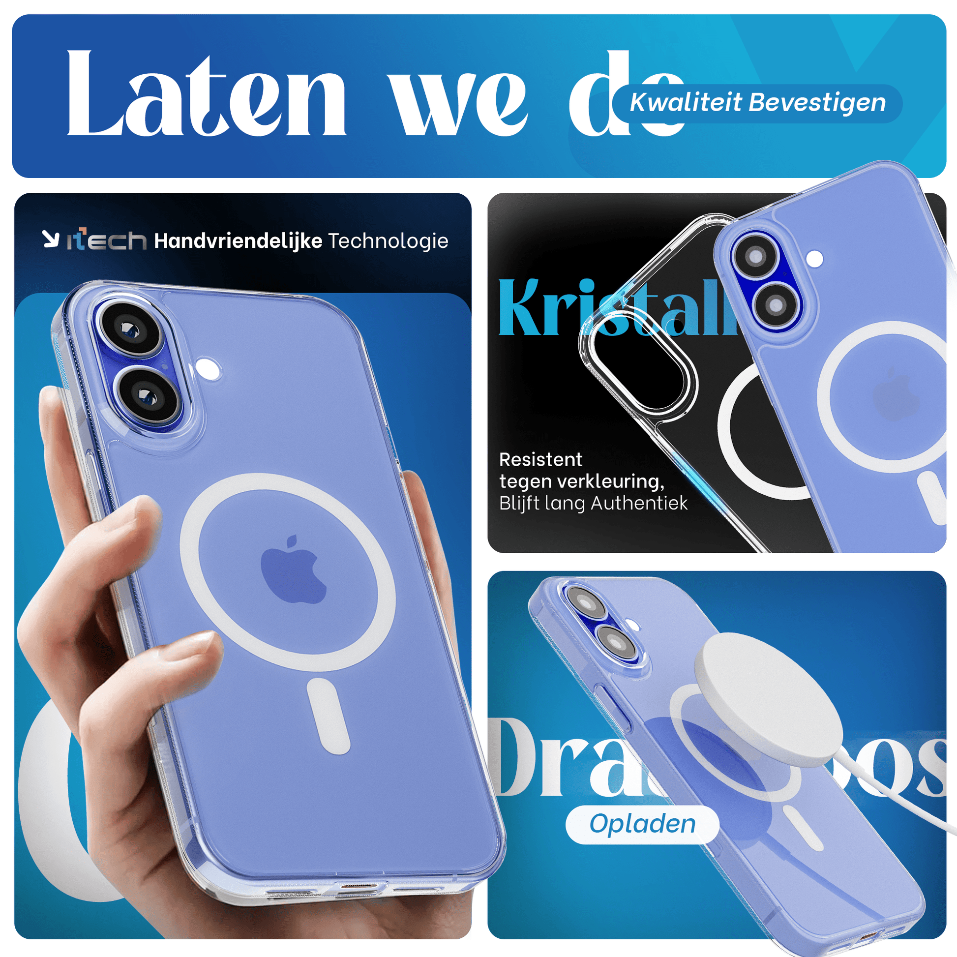 iTech COMBO voor iPhone 16 – Complete 4 - in - 1 Bescherming - mijnhoesjesiTech COMBO voor iPhone 16 – Complete 4 - in - 1 Bescherming