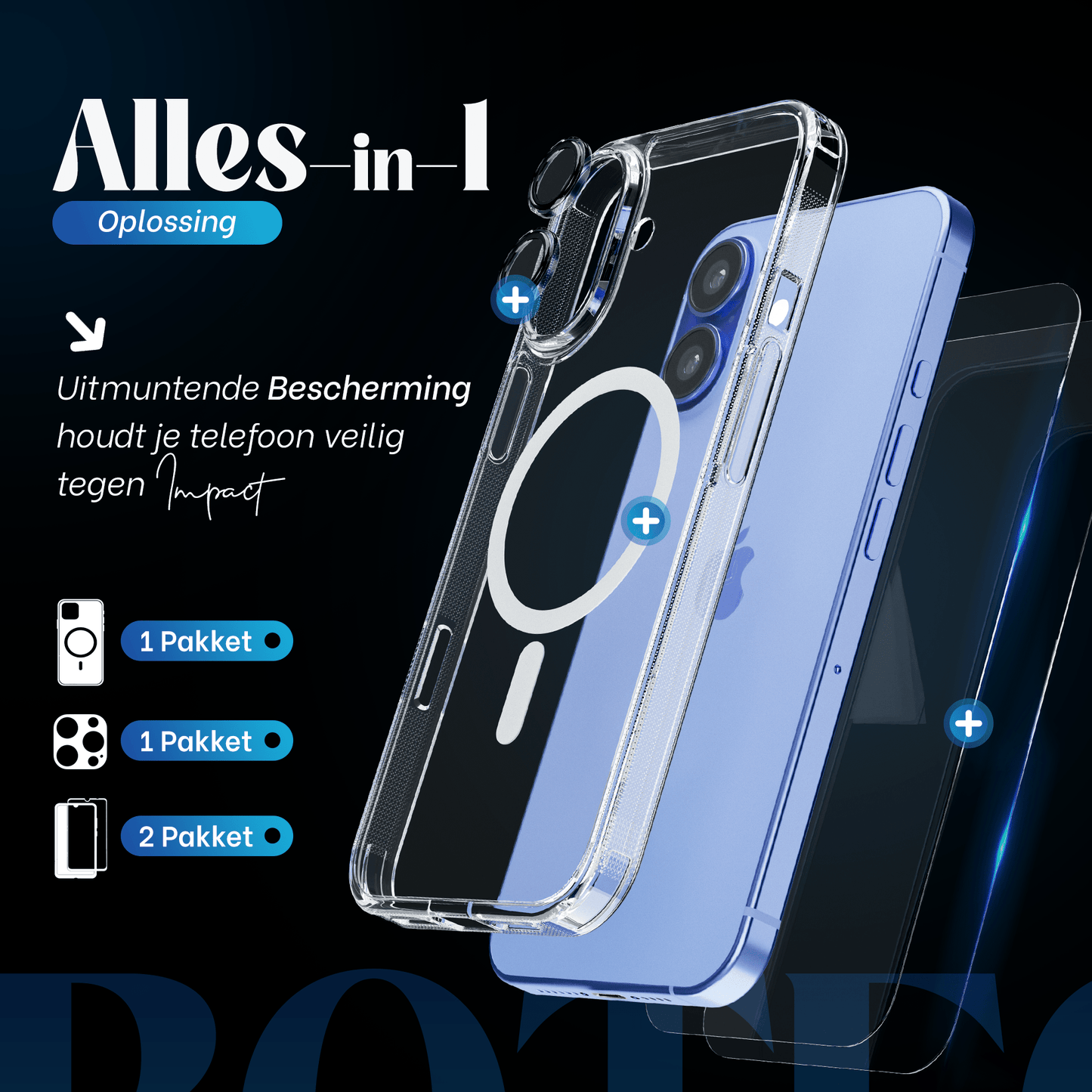 iTech COMBO voor iPhone 16 – Complete 4 - in - 1 Bescherming - mijnhoesjesiTech COMBO voor iPhone 16 – Complete 4 - in - 1 Bescherming