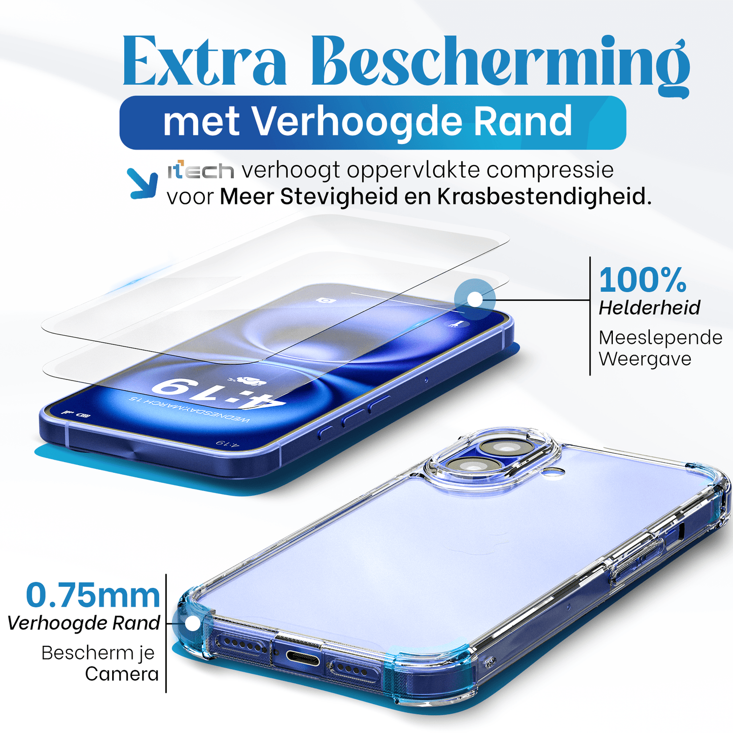 iTech COMBO voor iPhone 16 plus – Complete 3 - in - 1 Bescherming - mijnhoesjesiTech COMBO voor iPhone 16 plus – Complete 3 - in - 1 Bescherming