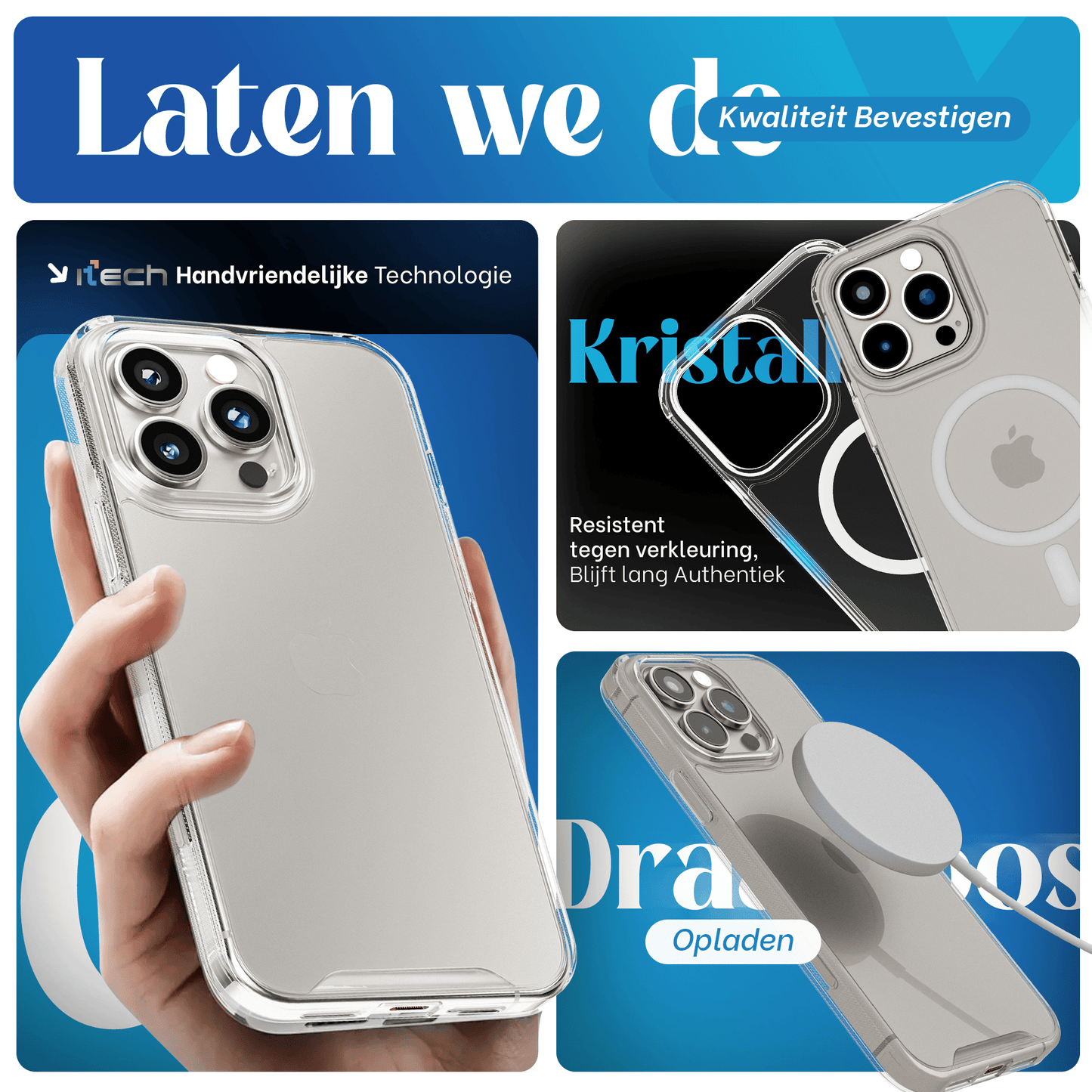 iTech COMBO voor iPhone 16 Pro – Complete 4 - in - 1 Bescherming - mijnhoesjesiTech COMBO voor iPhone 16 Pro – Complete 4 - in - 1 Bescherming