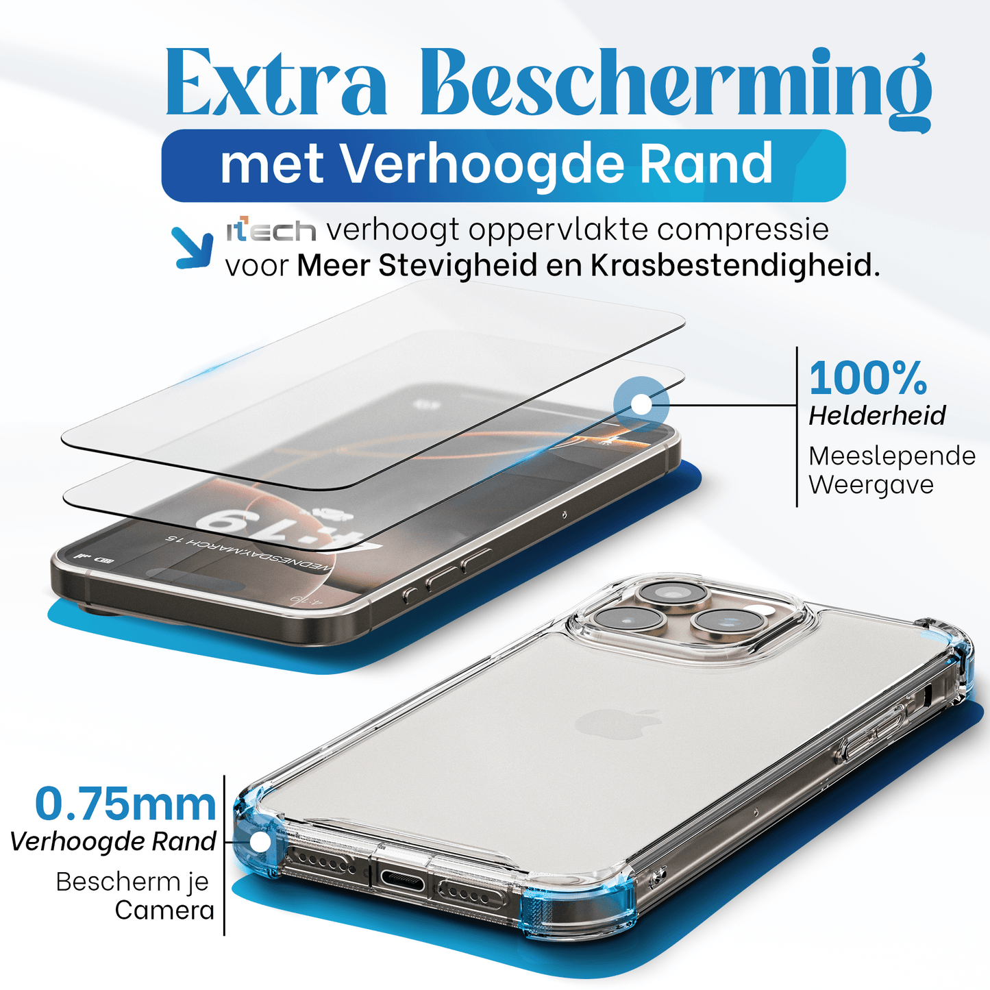 iTech COMBO voor iPhone 16 Pro Max – Complete 3 - in - 1 Bescherming - mijnhoesjesiTech COMBO voor iPhone 16 Pro Max – Complete 3 - in - 1 Bescherming