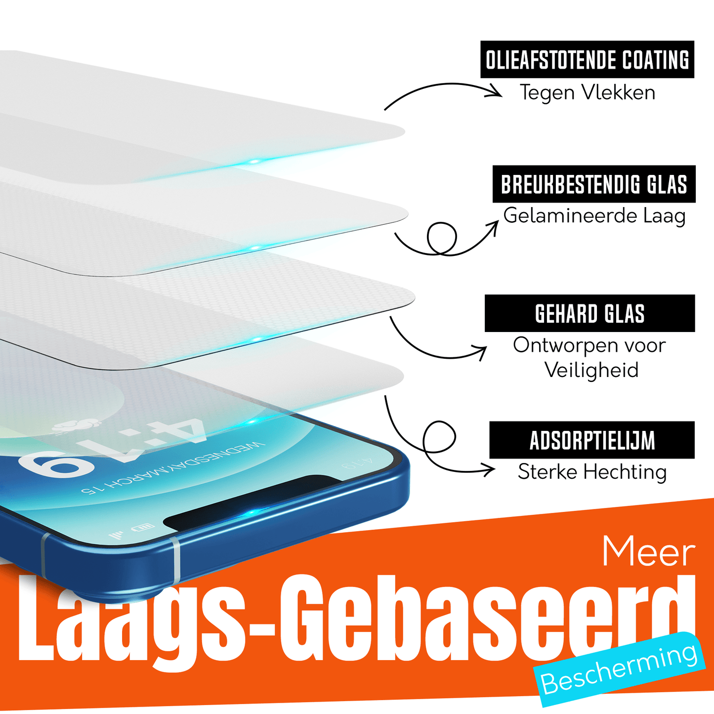 iTech Gehard Glas Screenprotector voor iPhone 12 - mijnhoesjesiTech Gehard Glas Screenprotector voor iPhone 12