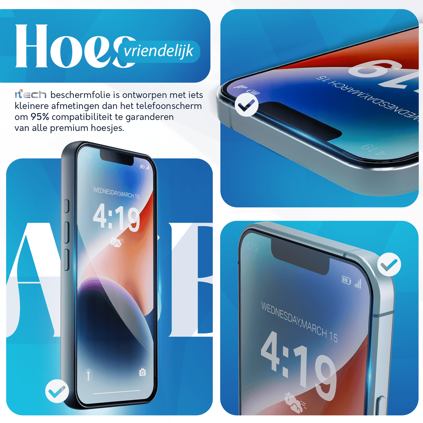 iTech Gehard Glas Screenprotector voor iPhone 14 plus - mijnhoesjesiTech Gehard Glas Screenprotector voor iPhone 14 plus