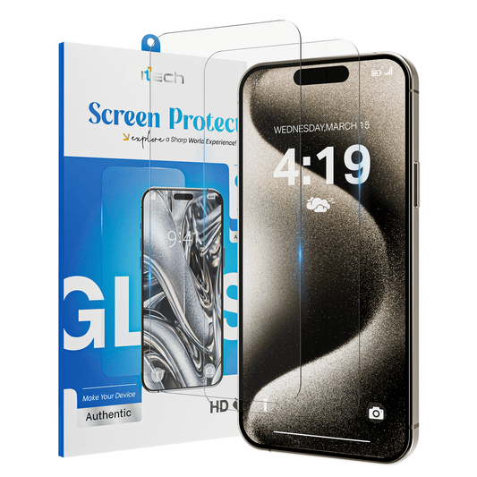 iTech Gehard Glas Screenprotector voor iPhone 15 Pro Max - mijnhoesjesiTech Gehard Glas Screenprotector voor iPhone 15 Pro Max