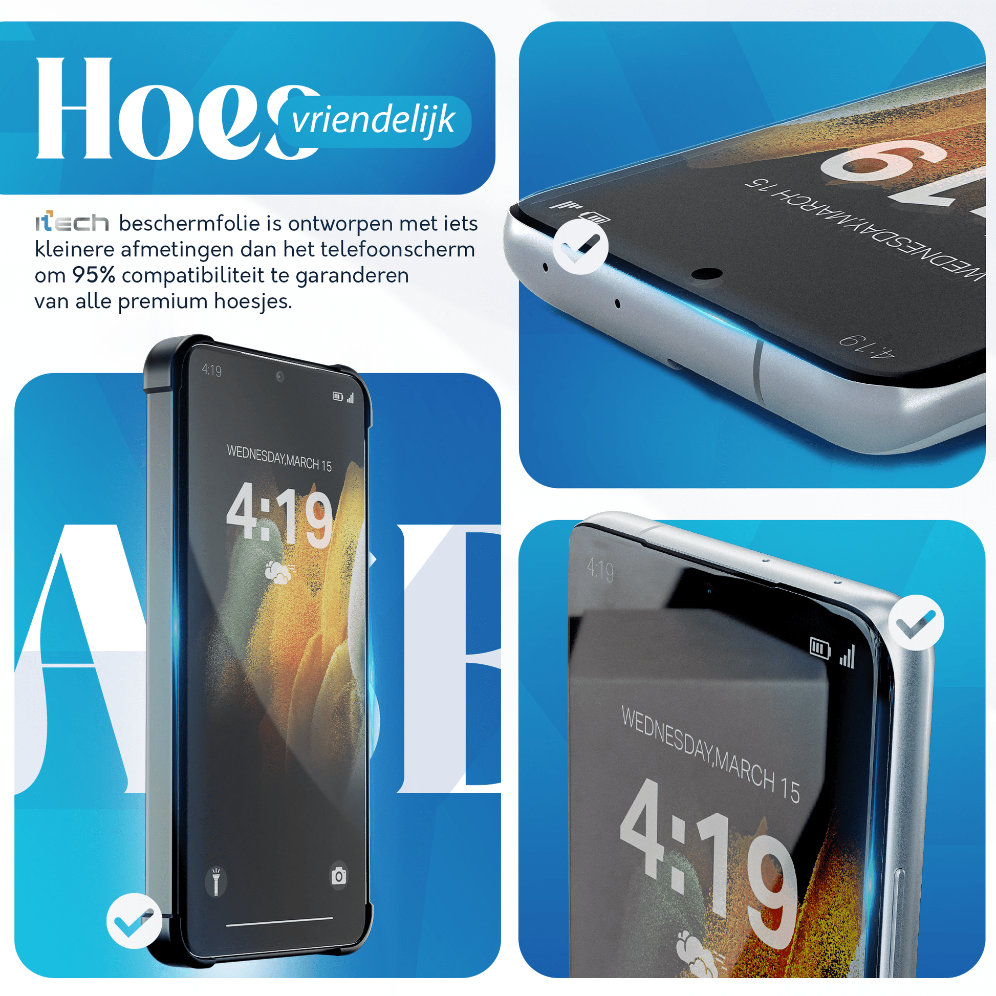 iTech Gehard Glas Screenprotector voor Samsung Galaxy S21 Ultra - mijnhoesjesiTech Gehard Glas Screenprotector voor Samsung Galaxy S21 Ultra