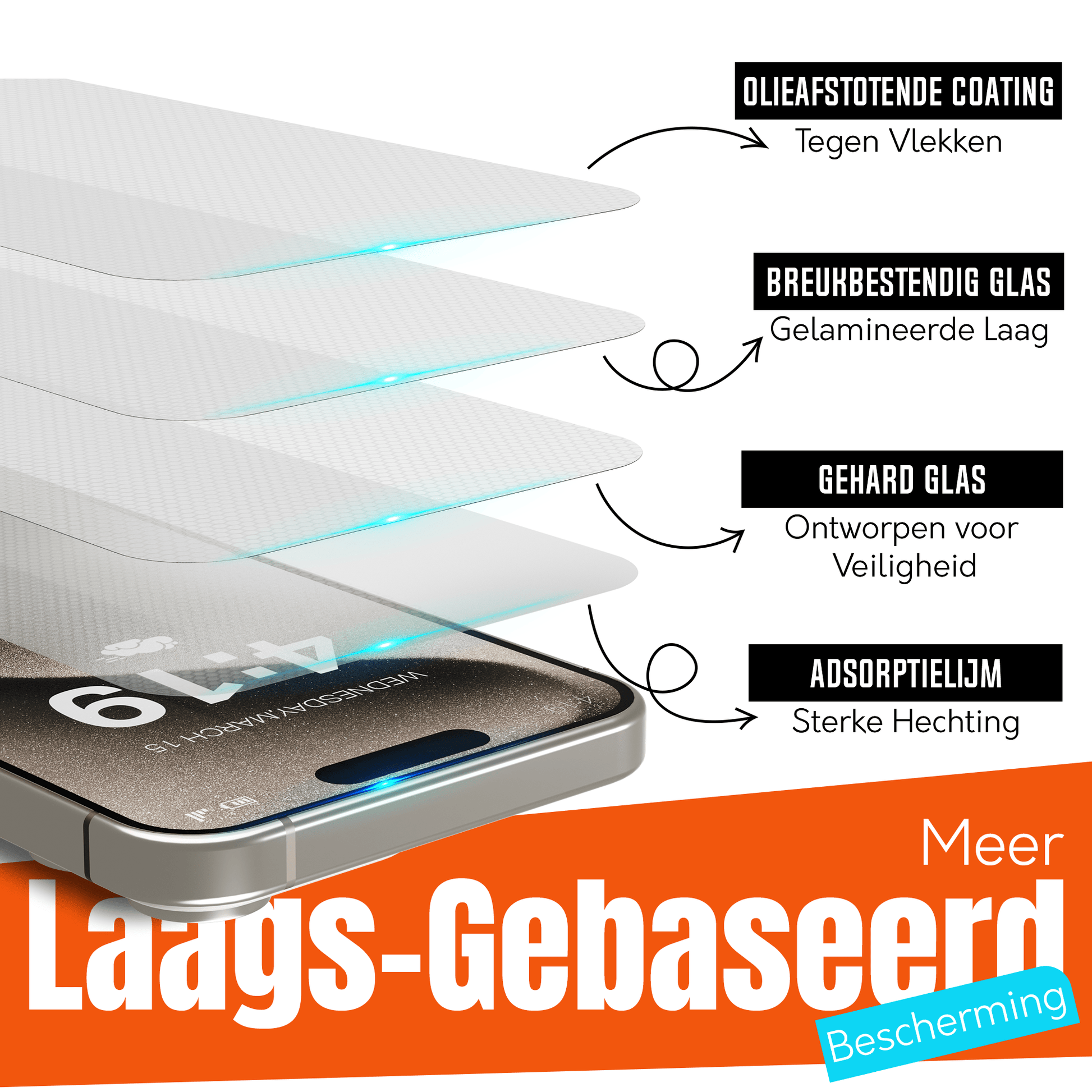 My Case 9H Gehard Glas Screenprotector voor iPhone 15 Pro Max - mijnhoesjesMy Case 9H Gehard Glas Screenprotector voor iPhone 15 Pro Max