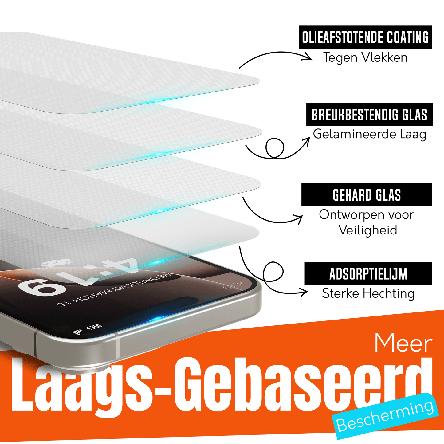 My Case 9H Gehard Glas Screenprotector voor iPhone 16 Pro Max - mijnhoesjesMy Case 9H Gehard Glas Screenprotector voor iPhone 16 Pro Max
