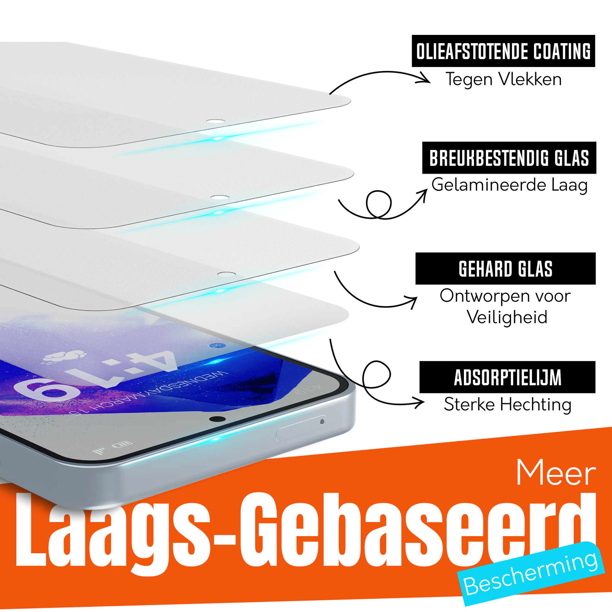 My Case 9H Gehard Glas Screenprotector voor Samsung Galaxy A55 - mijnhoesjesMy Case 9H Gehard Glas Screenprotector voor Samsung Galaxy A55