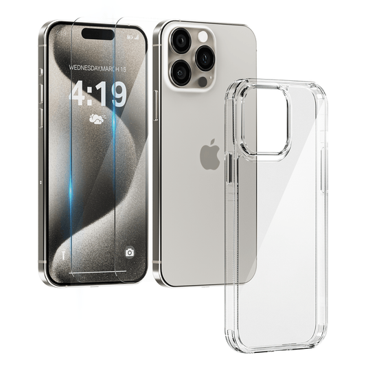 My Case Combo: Transparante Hoes met 2 Screenprotectors voor iPhone 15 Pro Max – Extra Veiligheid - mijnhoesjesMy Case Combo: Transparante Hoes met 2 Screenprotectors voor iPhone 15 Pro Max – Extra Veiligheid