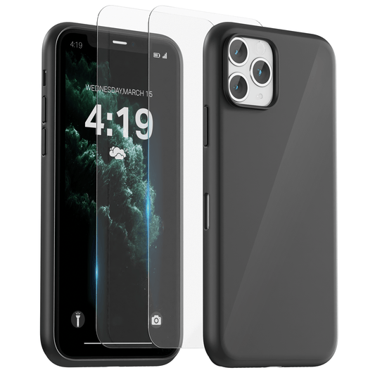 My Case Combo: Zwarte Siliconen Hoes met 2 Screenprotectors voor iPhone 11 Pro – Extra Veiligheid - mijnhoesjesMy Case Combo: Zwarte Siliconen Hoes met 2 Screenprotectors voor iPhone 11 Pro – Extra Veiligheid