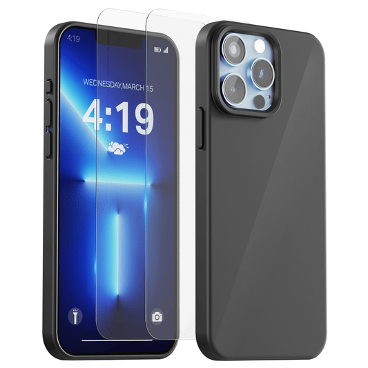 My Case Combo: Zwarte Siliconen Hoes met 2 Screenprotectors voor iPhone 13 Pro – Extra Veiligheid - mijnhoesjesMy Case Combo: Zwarte Siliconen Hoes met 2 Screenprotectors voor iPhone 13 Pro – Extra Veiligheid