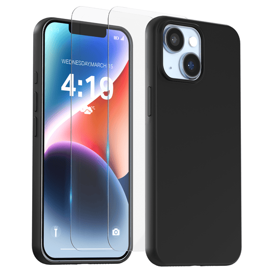 My Case Combo: Zwarte Siliconen Hoes met 2 Screenprotectors voor iPhone 13/14 – Extra Veiligheid - mijnhoesjesMy Case Combo: Zwarte Siliconen Hoes met 2 Screenprotectors voor iPhone 13/14 – Extra Veiligheid