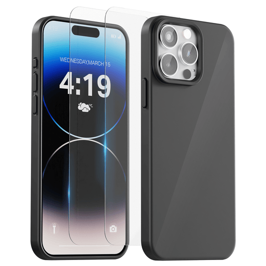 My Case Combo: Zwarte Siliconen Hoes met 2 Screenprotectors voor iPhone 14 Pro Max – Extra Veiligheid - mijnhoesjesMy Case Combo: Zwarte Siliconen Hoes met 2 Screenprotectors voor iPhone 14 Pro Max – Extra Veiligheid
