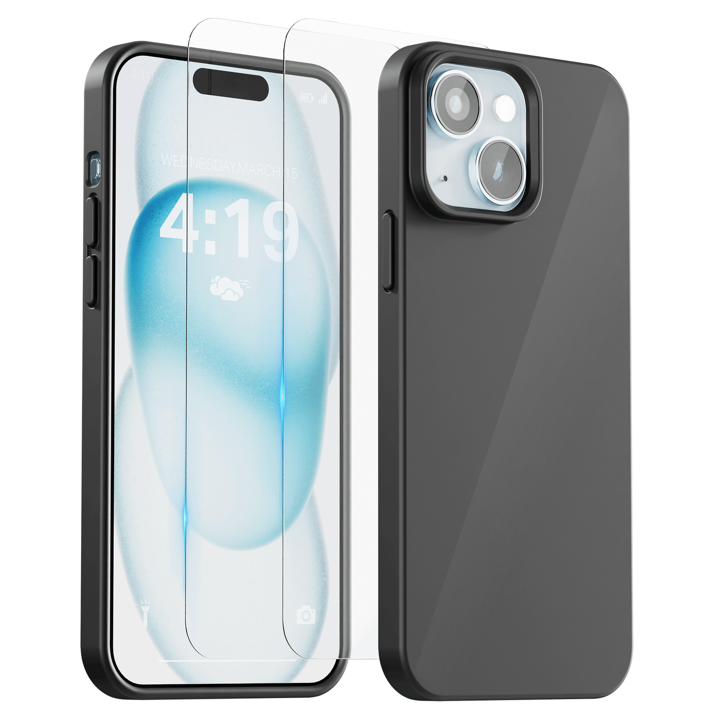 My Case Combo: Zwarte Siliconen Hoes met 2 Screenprotectors voor iPhone 15 – Extra Veiligheid - mijnhoesjesMy Case Combo: Zwarte Siliconen Hoes met 2 Screenprotectors voor iPhone 15 – Extra Veiligheid