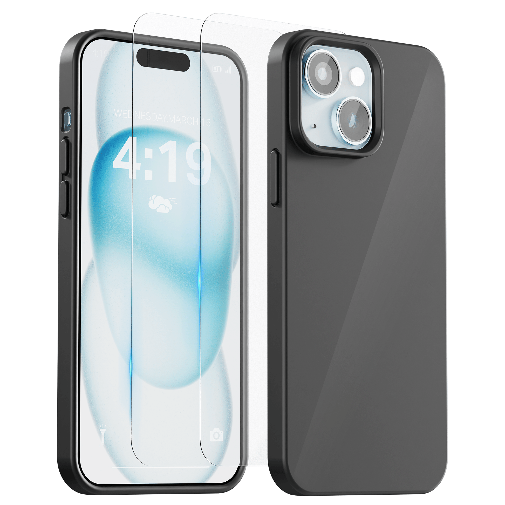 My Case Combo: Zwarte Siliconen Hoes met 2 Screenprotectors voor iPhone 15 – Extra Veiligheid - mijnhoesjesMy Case Combo: Zwarte Siliconen Hoes met 2 Screenprotectors voor iPhone 15 – Extra Veiligheid