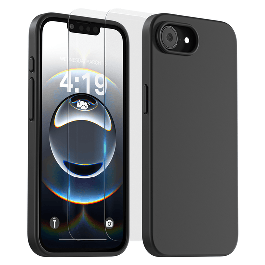 My Case Combo: Zwarte Siliconen Hoes met 2 Screenprotectors voor iPhone 16e – Extra Veiligheid - mijnhoesjesMy Case Combo: Zwarte Siliconen Hoes met 2 Screenprotectors voor iPhone 16e – Extra Veiligheid
