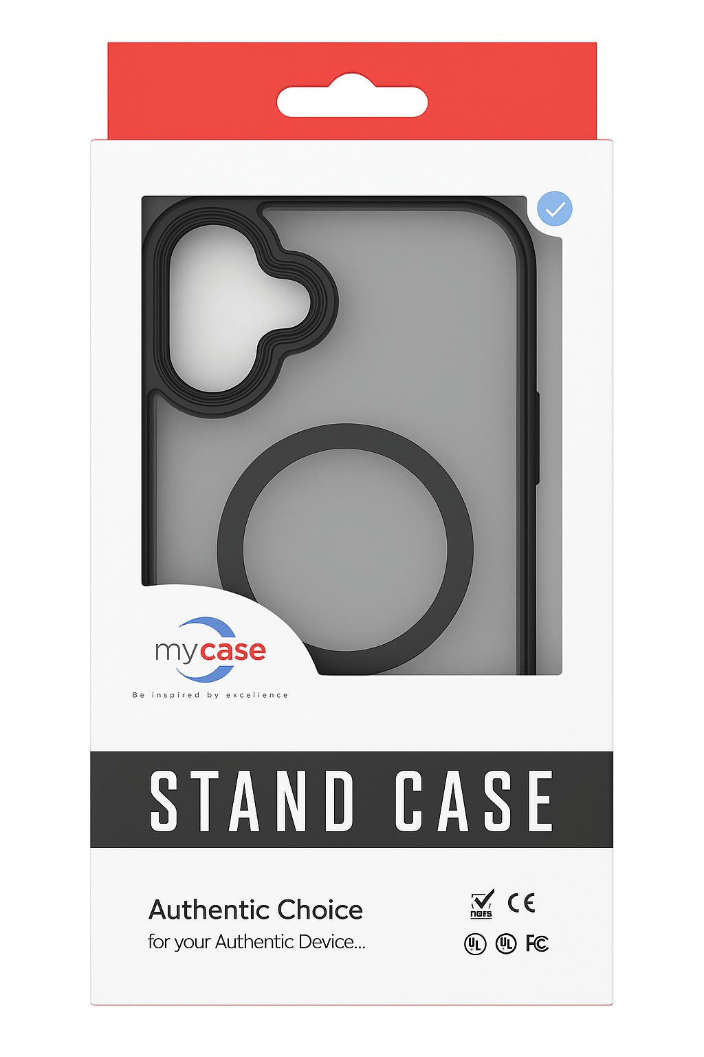 My Case - Hoesje geschikt voor iPhone 16 MagSafe - Zwart - Draadloos Opladen - Standaard - Soepele Metalen Knoppen - mijnhoesjesMy Case - Hoesje geschikt voor iPhone 16 MagSafe - Zwart - Draadloos Opladen - Standaard - Soepele Metalen Knoppen