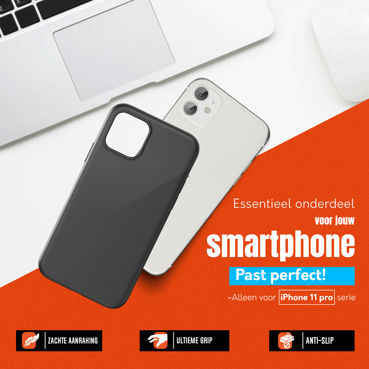 My Case Zwarte Siliconen Hoes voor iPhone 11 Pro – Slank Maar Beschermend - mijnhoesjesMy Case Zwarte Siliconen Hoes voor iPhone 11 Pro – Slank Maar Beschermend