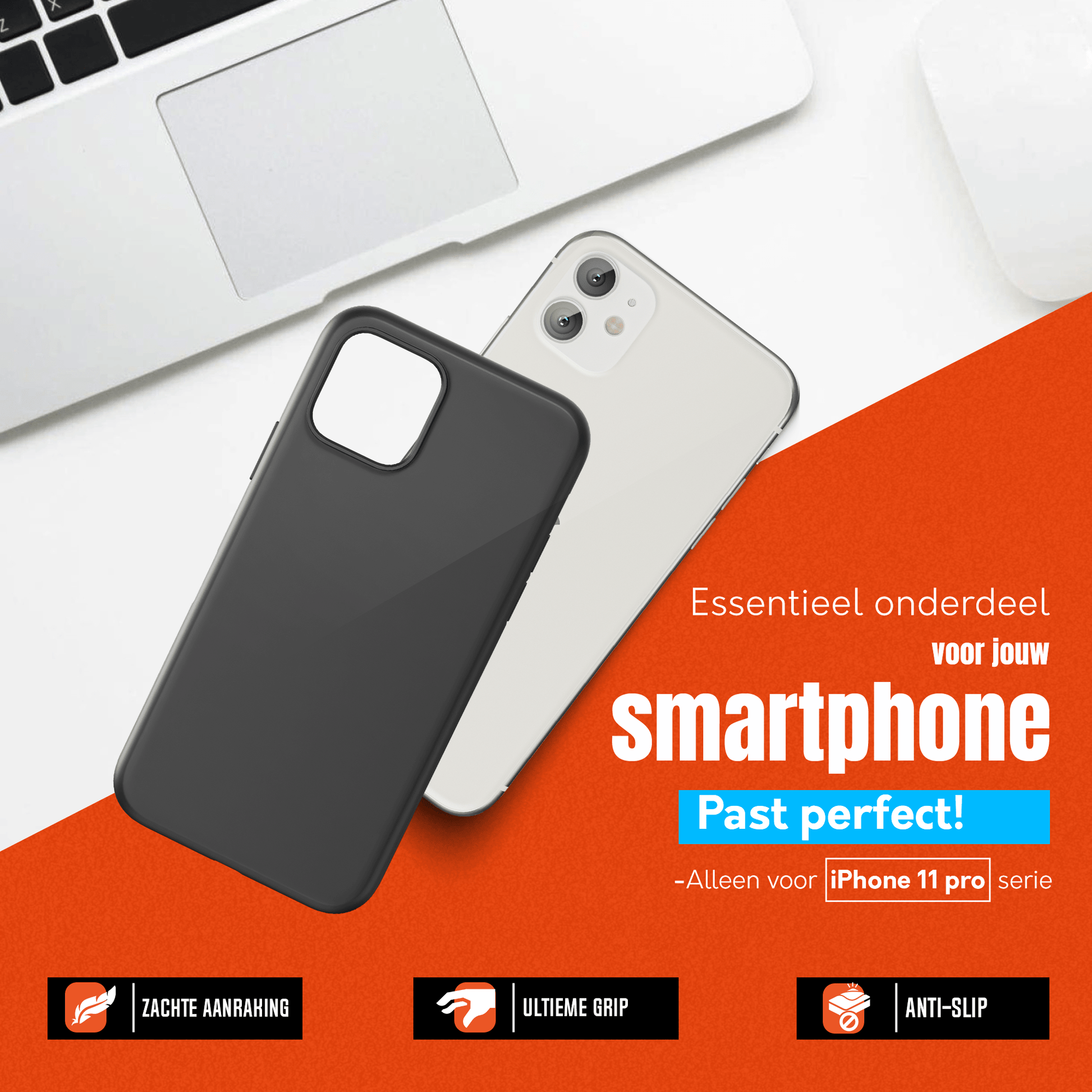 My Case Zwarte Siliconen Hoes voor iPhone 11 Pro – Slank Maar Beschermend - mijnhoesjesMy Case Zwarte Siliconen Hoes voor iPhone 11 Pro – Slank Maar Beschermend