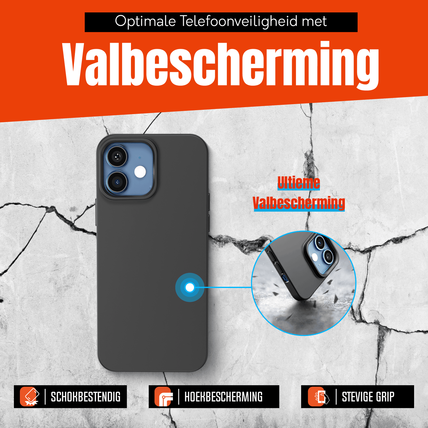 My Case Zwarte Siliconen Hoes voor iPhone 12/12 Pro – Slank Maar Beschermend - mijnhoesjesMy Case Zwarte Siliconen Hoes voor iPhone 12/12 Pro – Slank Maar Beschermend
