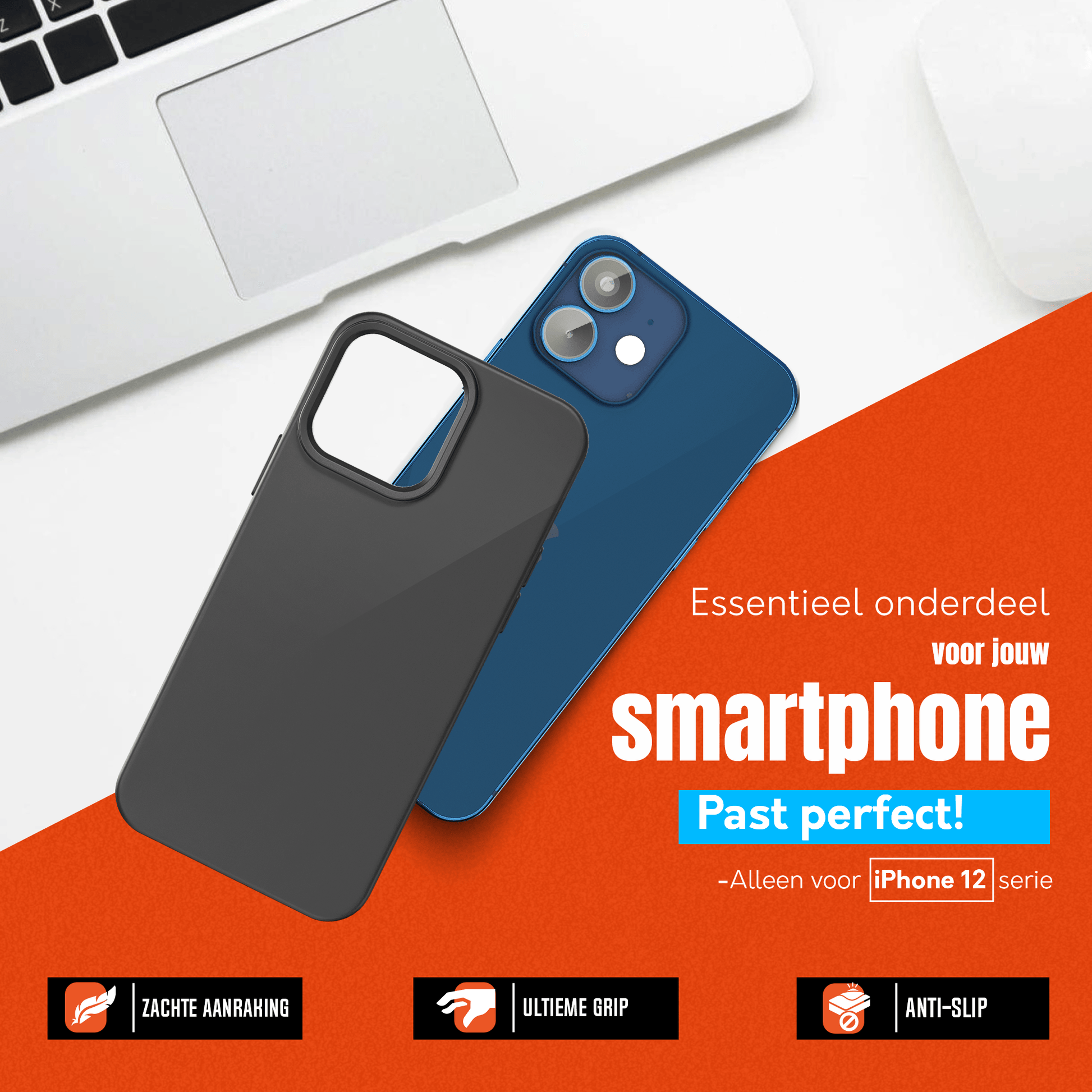 My Case Zwarte Siliconen Hoes voor iPhone 12/12 Pro – Slank Maar Beschermend - mijnhoesjesMy Case Zwarte Siliconen Hoes voor iPhone 12/12 Pro – Slank Maar Beschermend