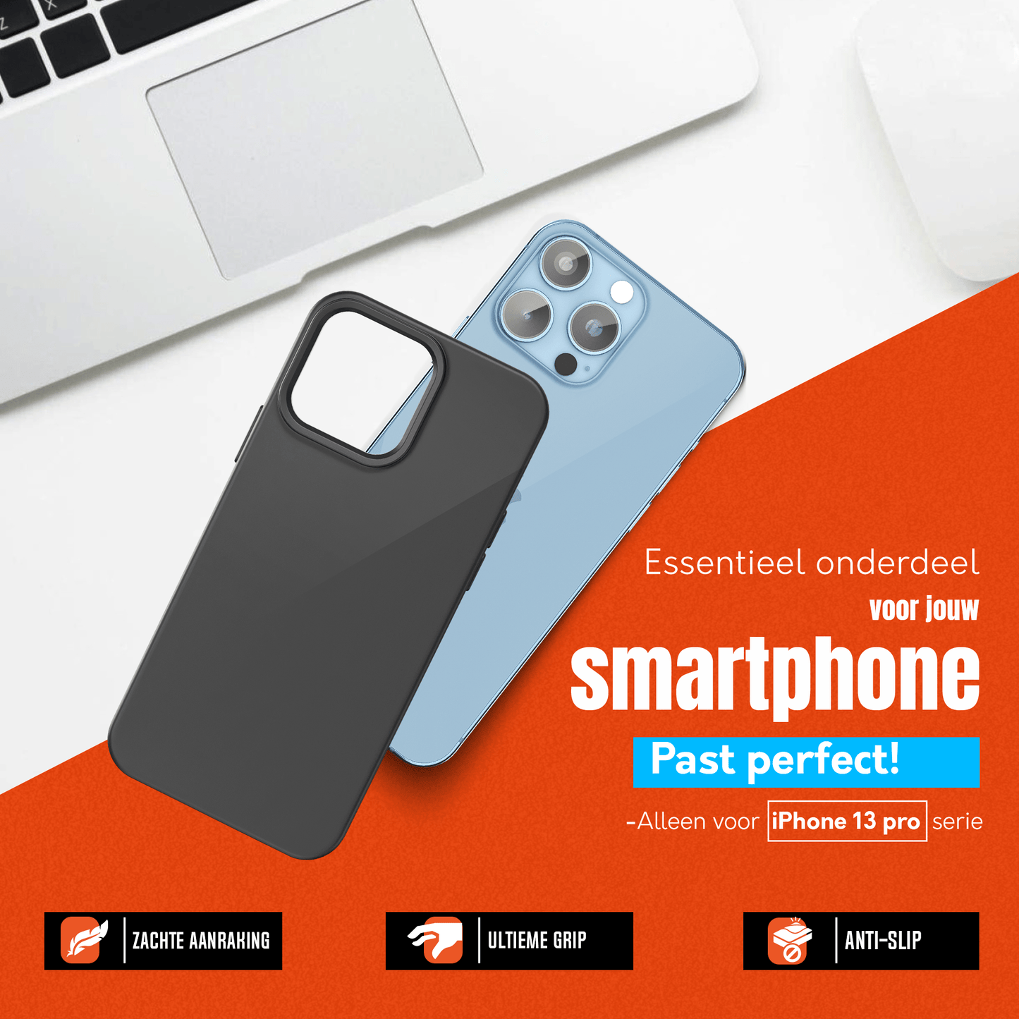 My Case Zwarte Siliconen Hoes voor iPhone 13 Pro Max – Slank Maar Beschermend - mijnhoesjesMy Case Zwarte Siliconen Hoes voor iPhone 13 Pro Max – Slank Maar Beschermend