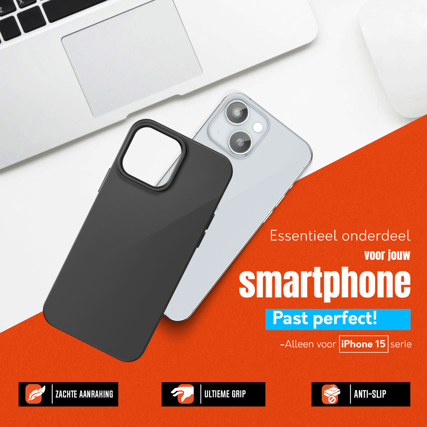 My Case Zwarte Siliconen Hoes voor iPhone 15 – Slank Maar Beschermend - mijnhoesjesMy Case Zwarte Siliconen Hoes voor iPhone 15 – Slank Maar Beschermend