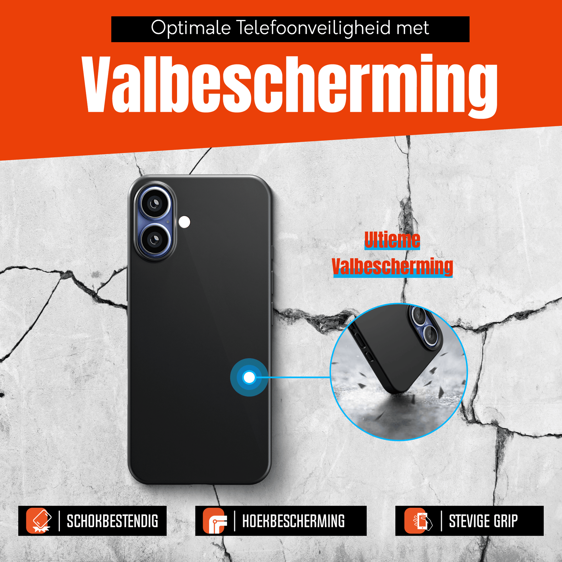 My Case Zwarte Siliconen Hoes voor iPhone 16 Plus – Slank Maar Beschermend - mijnhoesjesMy Case Zwarte Siliconen Hoes voor iPhone 16 Plus – Slank Maar Beschermend