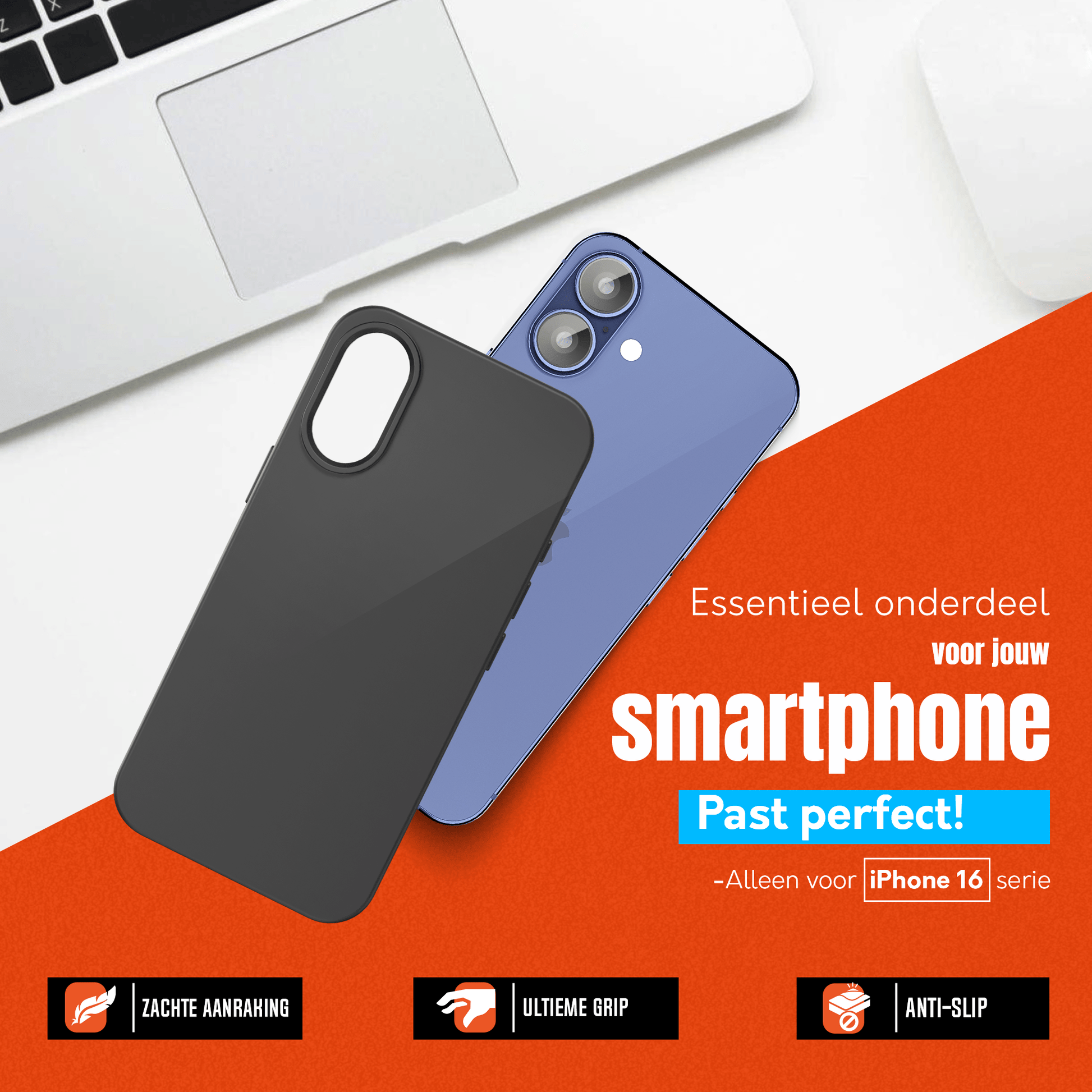 My Case Zwarte Siliconen Hoes voor iPhone 16 Plus – Slank Maar Beschermend - mijnhoesjesMy Case Zwarte Siliconen Hoes voor iPhone 16 Plus – Slank Maar Beschermend