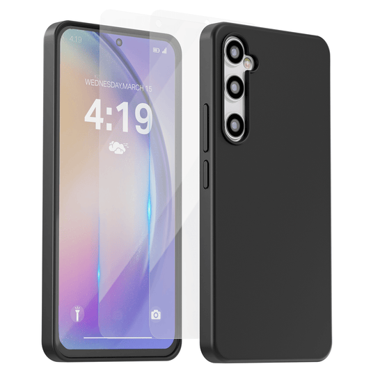 Mycase Combo: Zwarte Siliconen Hoes met 2 Screenprotectors voor Samsung Galaxy A54 – Extra Veiligheid - mijnhoesjesMycase Combo: Zwarte Siliconen Hoes met 2 Screenprotectors voor Samsung Galaxy A54 – Extra Veiligheid