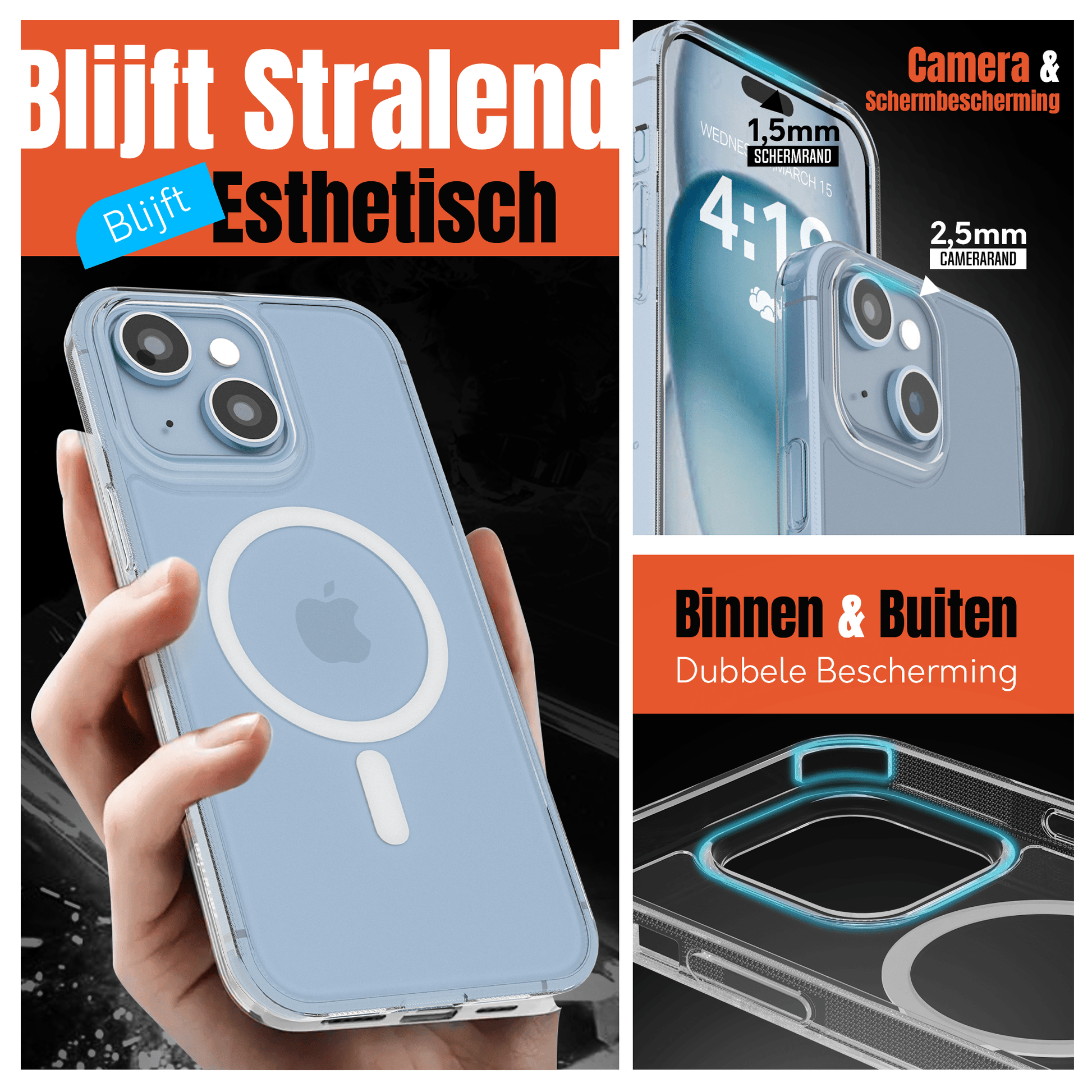 MyCase Transparant MagSafe Hoesje voor iPhone 15 – Slank, Sterk & MagSafe - Klaar - mijnhoesjesMyCase Transparant MagSafe Hoesje voor iPhone 15 – Slank, Sterk & MagSafe - Klaar