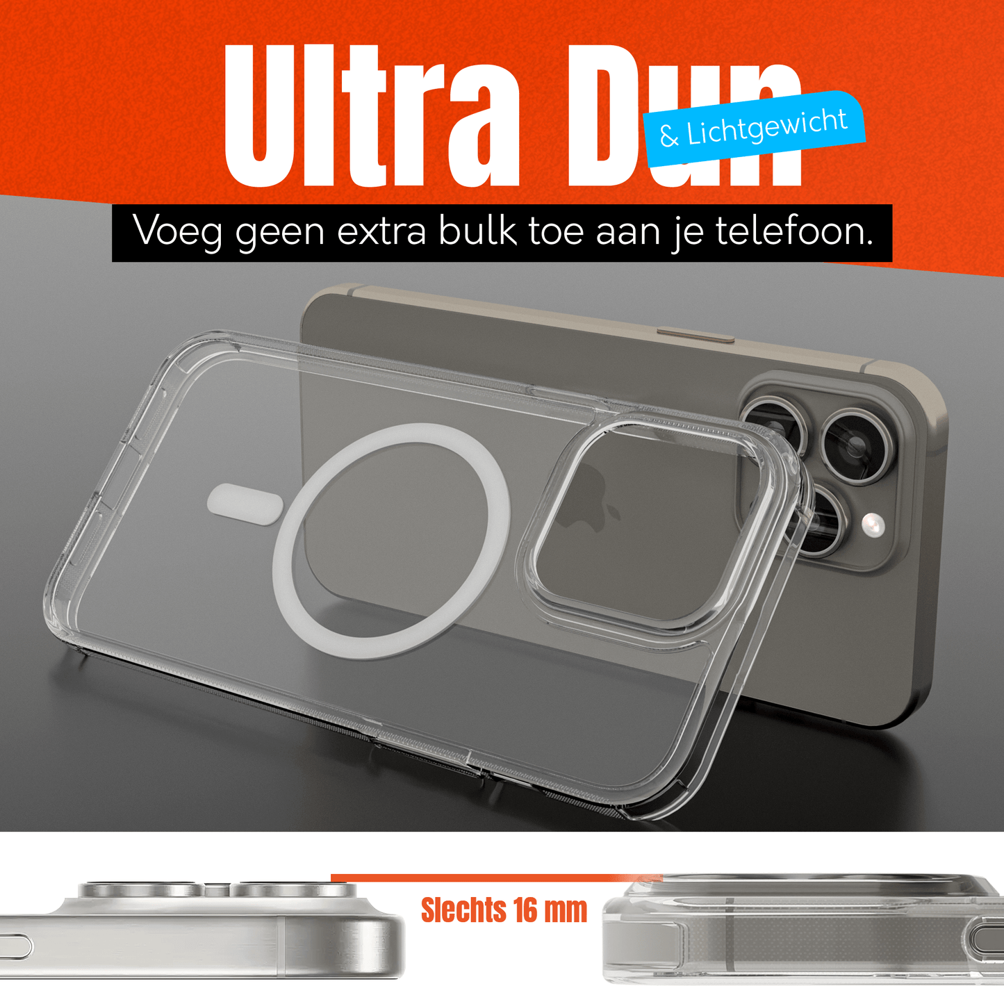 MyCase Transparant MagSafe Hoesje voor iPhone 16 Pro – Slank, Sterk & MagSafe - Klaar - mijnhoesjesMyCase Transparant MagSafe Hoesje voor iPhone 16 Pro – Slank, Sterk & MagSafe - Klaar
