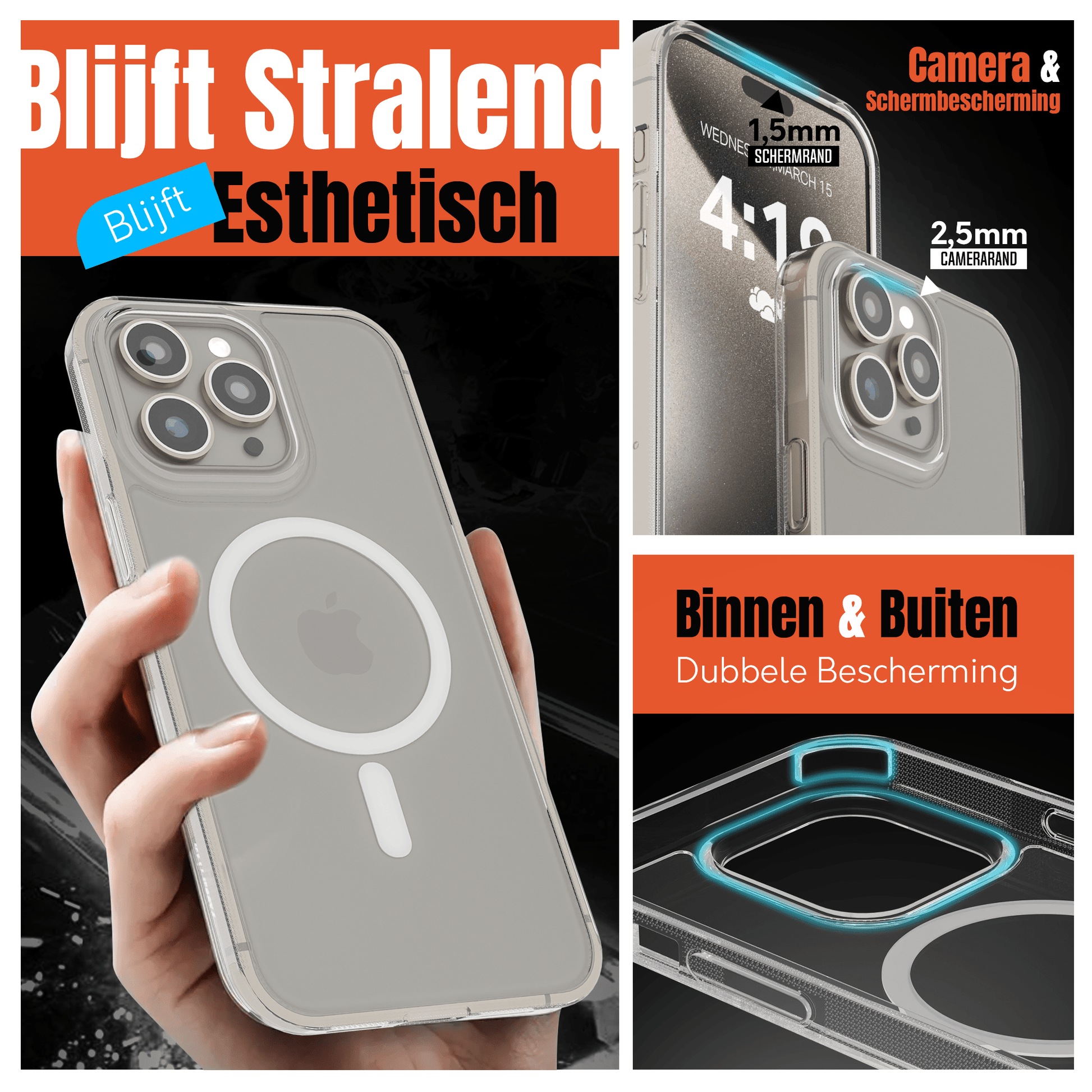 MyCase Transparant MagSafe Hoesje voor iPhone 16 Pro – Slank, Sterk & MagSafe - Klaar - mijnhoesjesMyCase Transparant MagSafe Hoesje voor iPhone 16 Pro – Slank, Sterk & MagSafe - Klaar