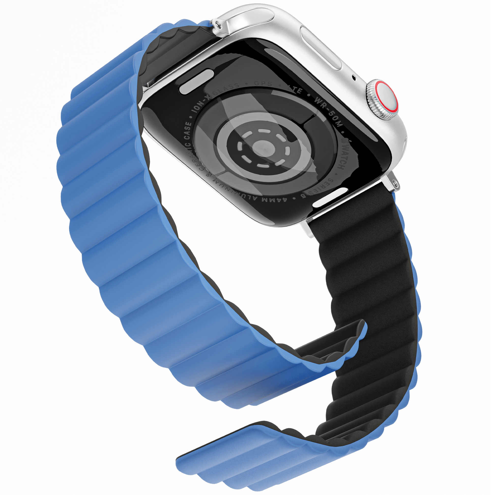 Omkeerbaar Siliconen Smartwatch Bandje – Blauw/Zwart – Met Krachtige Magnetische Sluiting (Apple Watch Compatibel) - mijnhoesjesOmkeerbaar Siliconen Smartwatch Bandje – Blauw/Zwart – Met Krachtige Magnetische Sluiting (Apple Watch Compatibel)